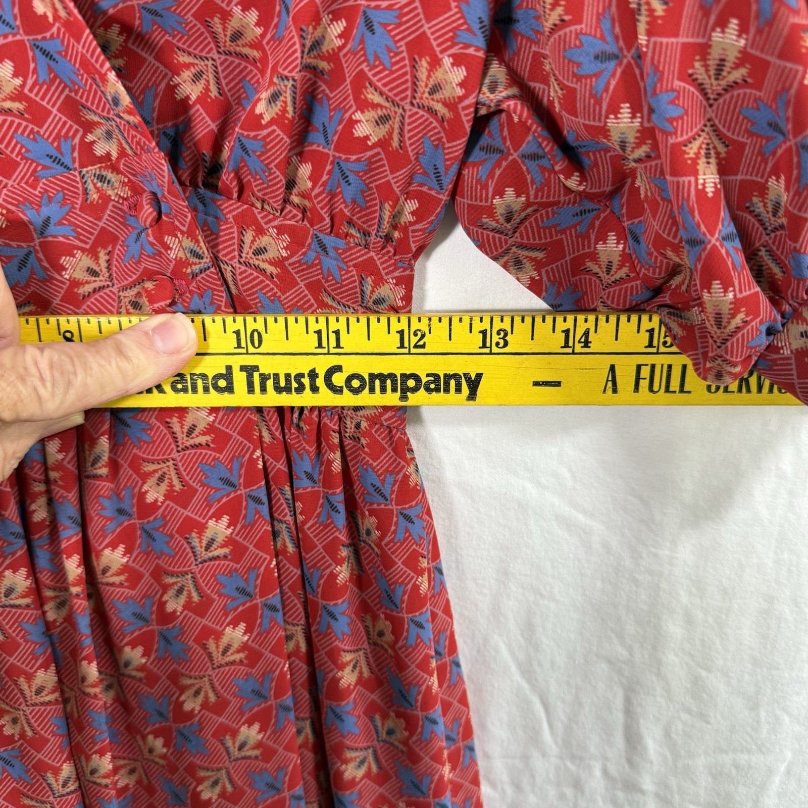 VTG 70’s L Rothschild San Francisco Red Floral Prairie Cottagecore Dress No Sz