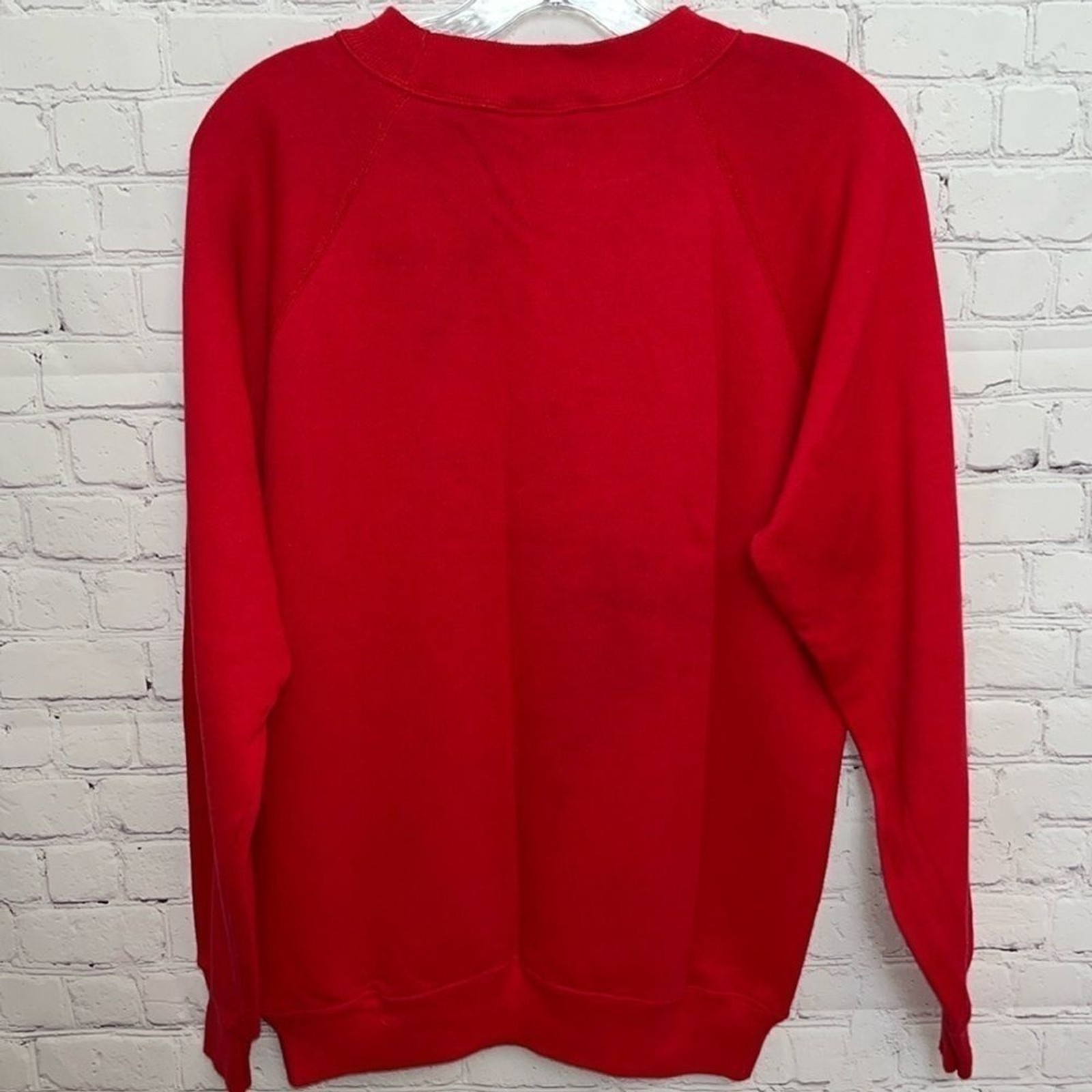 90s Vintage Made in USA Red Hanes Sweatshirt with Sparkle Puff Paint Bear