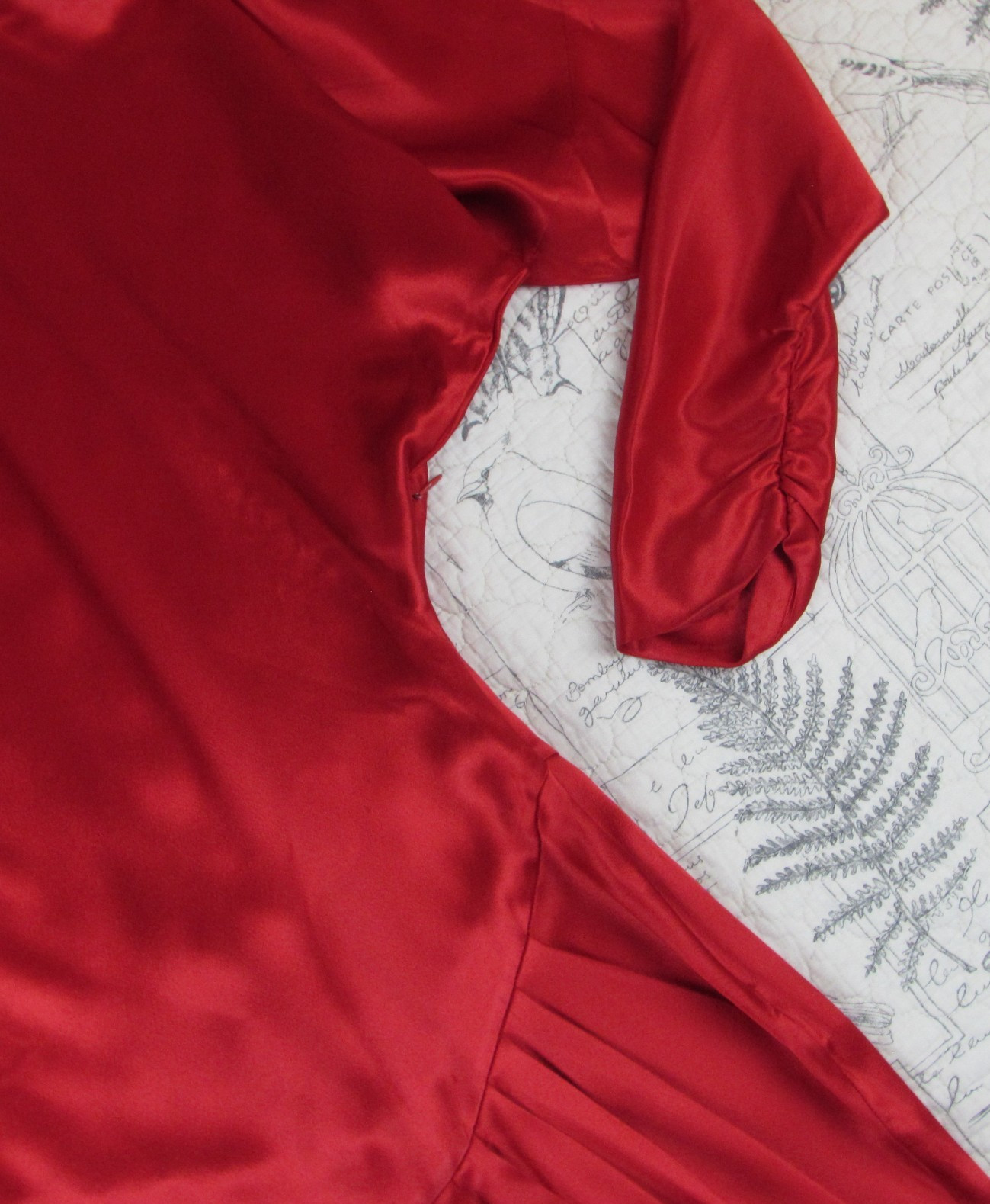 VNTG Norma Kamali 80s RED Satin Long Sleeve Midi Dress I womens made usa 10