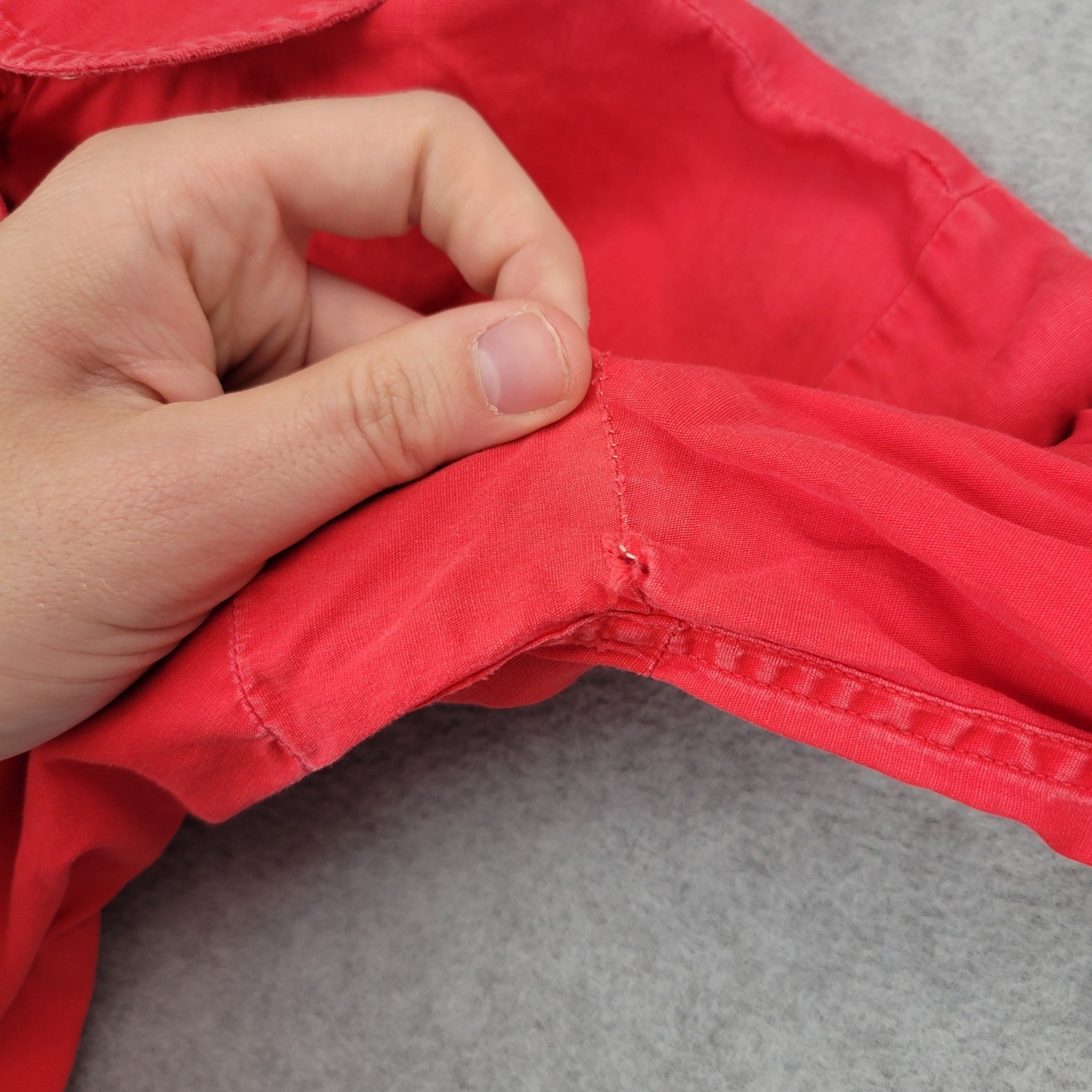 Country Seat Button Down Shirt Womens S Red Vintage Peter Pan Collar Distressed