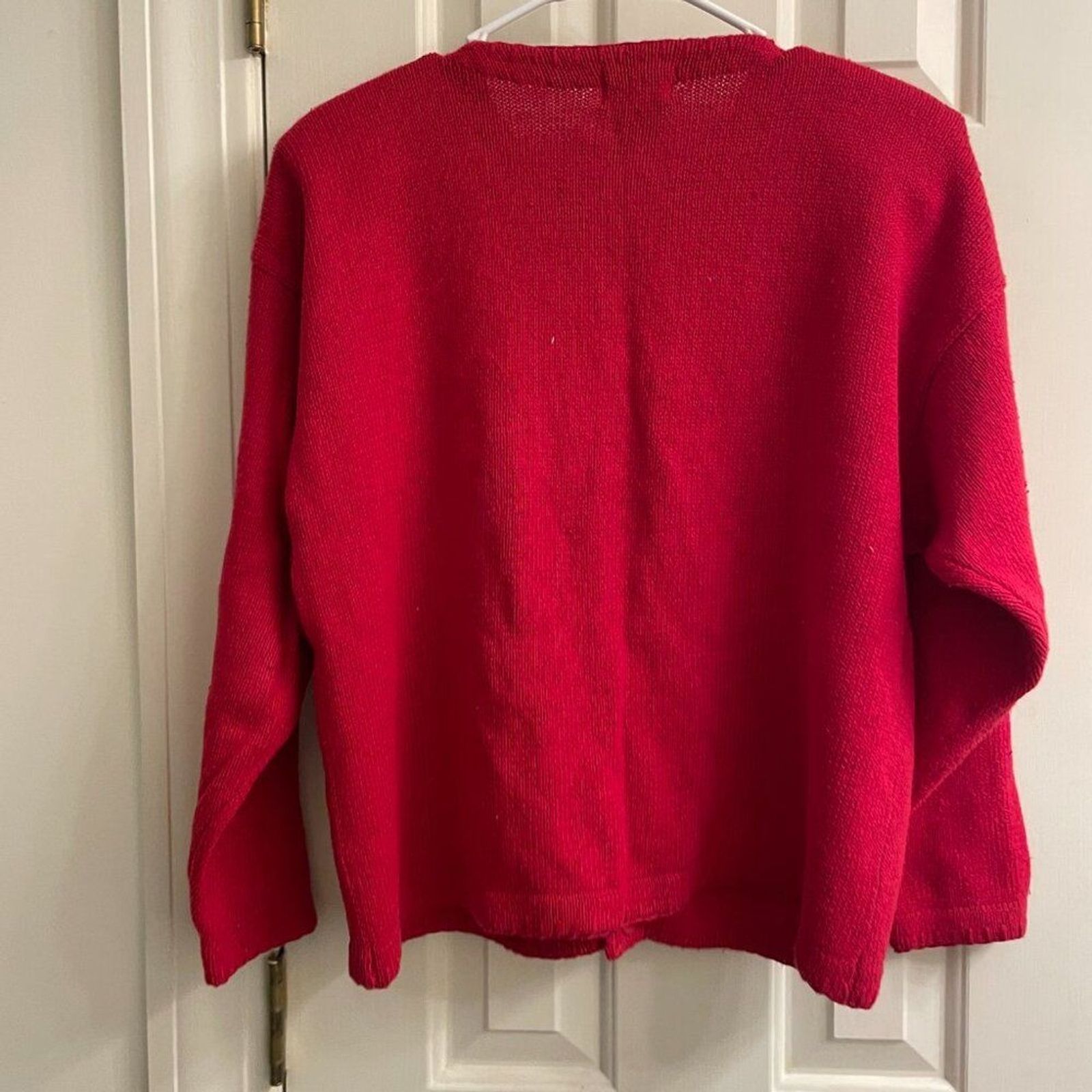 Vintage Bonnie and Bill Red Beaded Snowman Ugly Christmas Cardigan