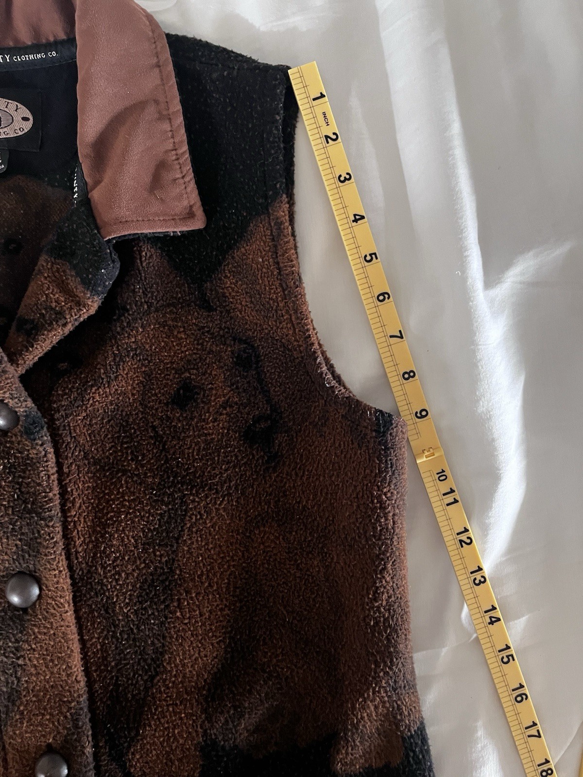 County Clothing Co. 1990s Brown Black Dog Print Fleece Vest Size M