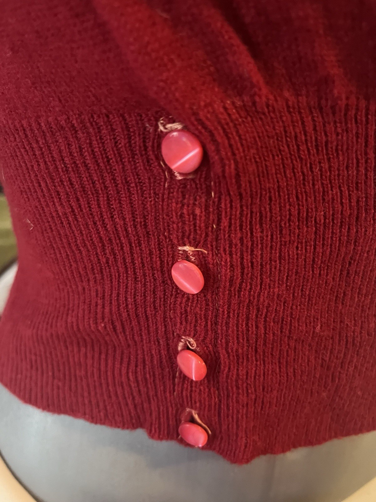 (4) 1950S Red Wool Petite Sweaters Merriwether 2 Sleeveless 2 Off White Sleeves