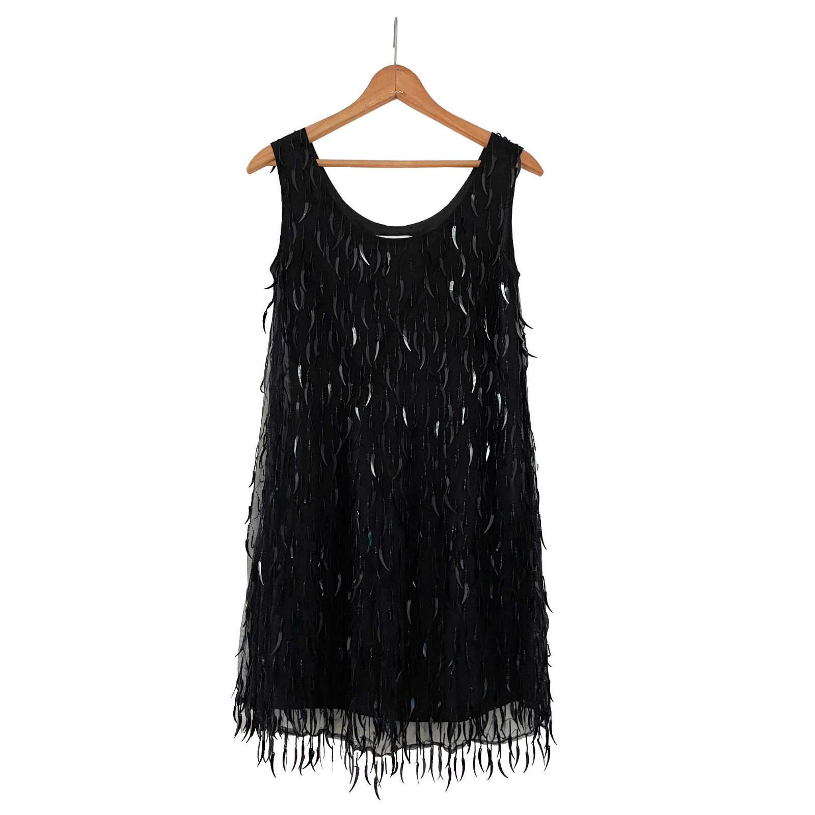 Vintage VIVIENNE TAM East Wind Code Tank Dress Black Beaded Sequined Size 2 (S)