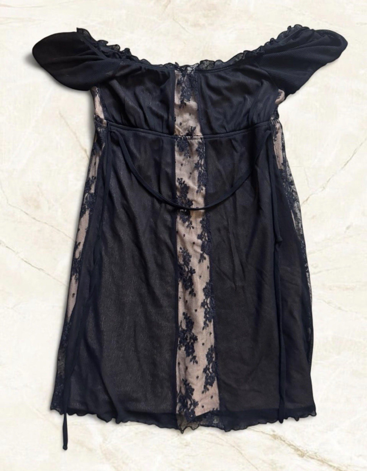 Vintage Late 90’s Y2K BeBe Whimsygoth Mesh Lace Mini Dress Made in the USA