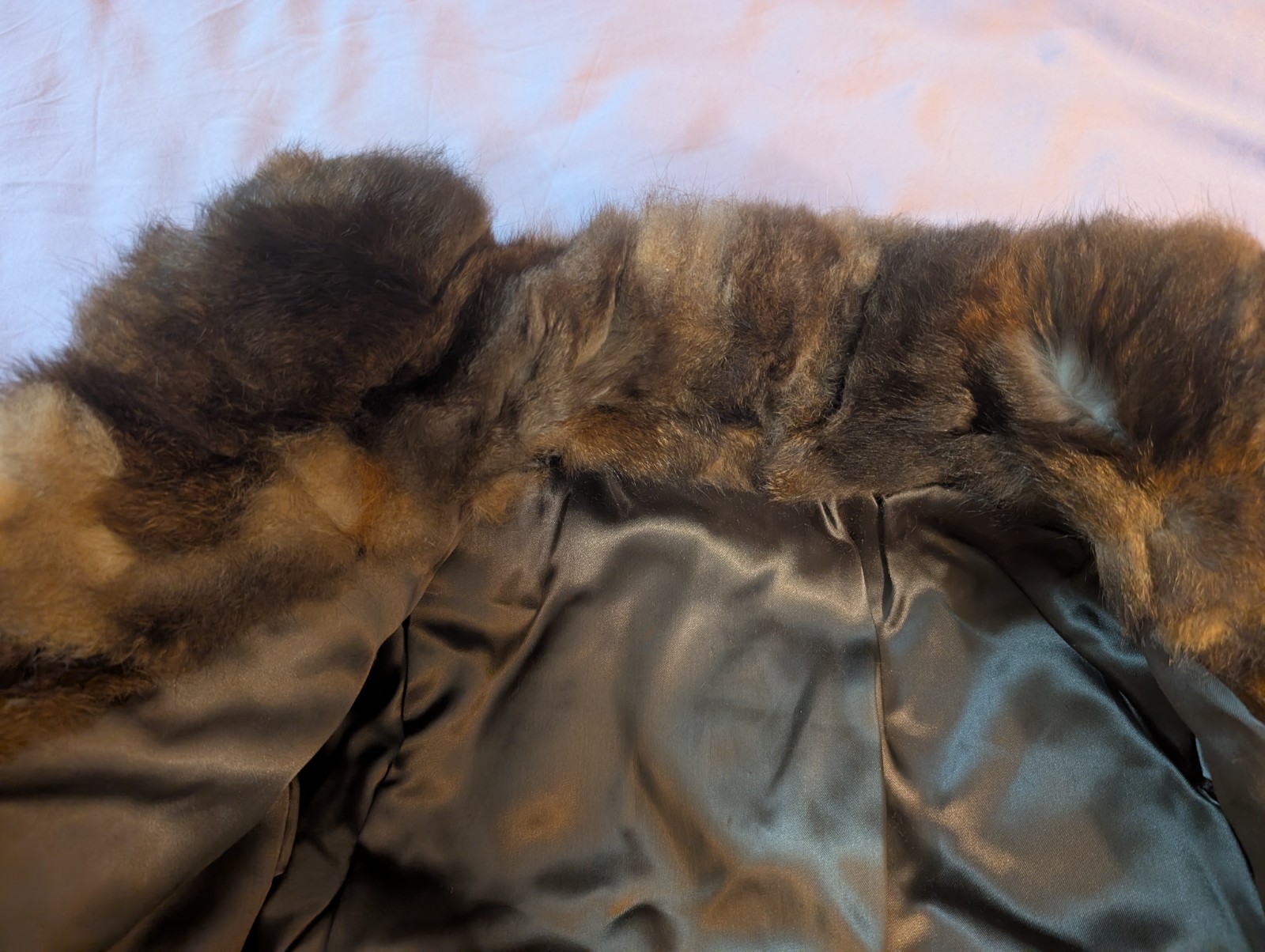 Extra Small Brown Genuine Fur Coat Jacket with Satin Lining, Tie Closure