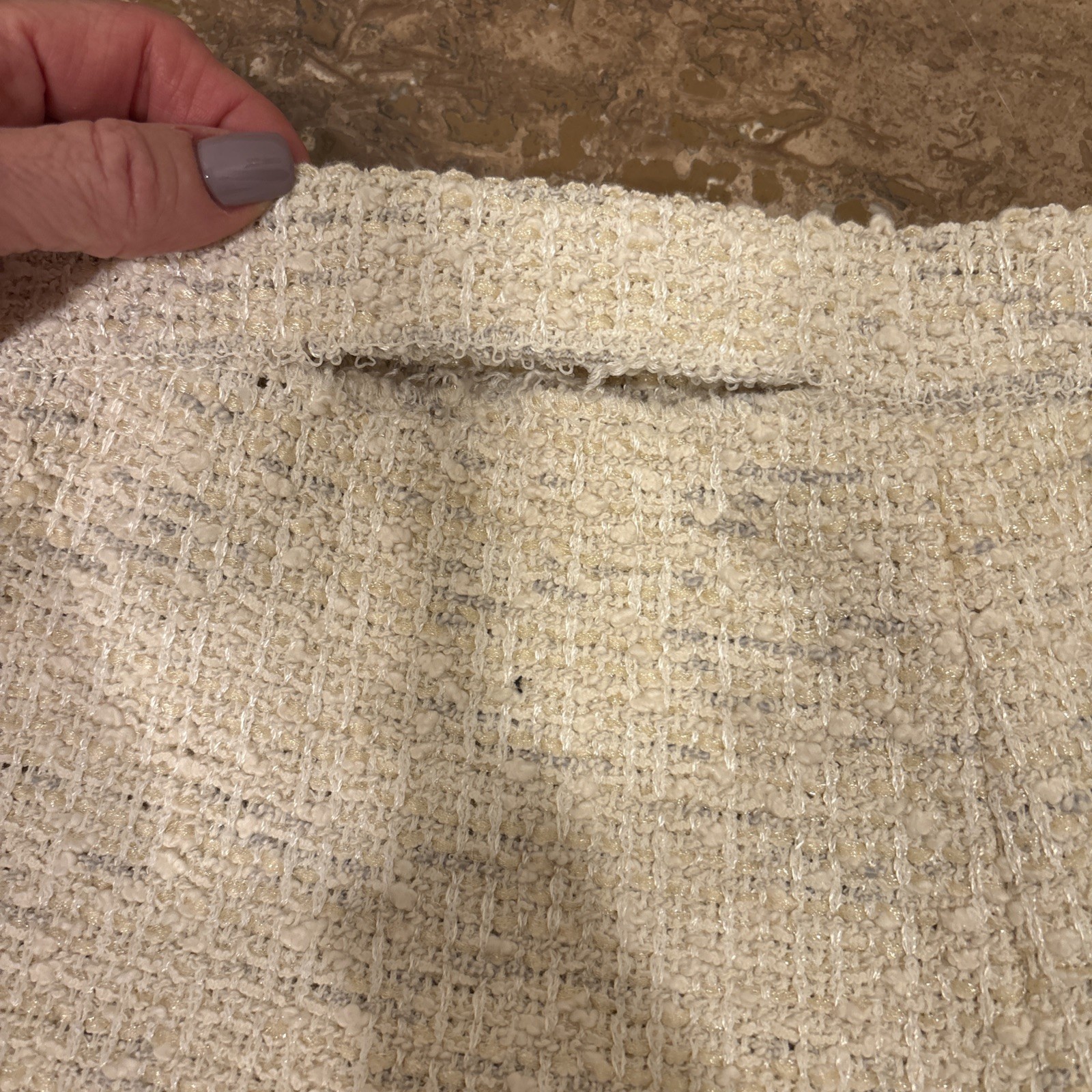 ST. JOHN ivory/ecru beige boucle straight leg pants Size S AS IS