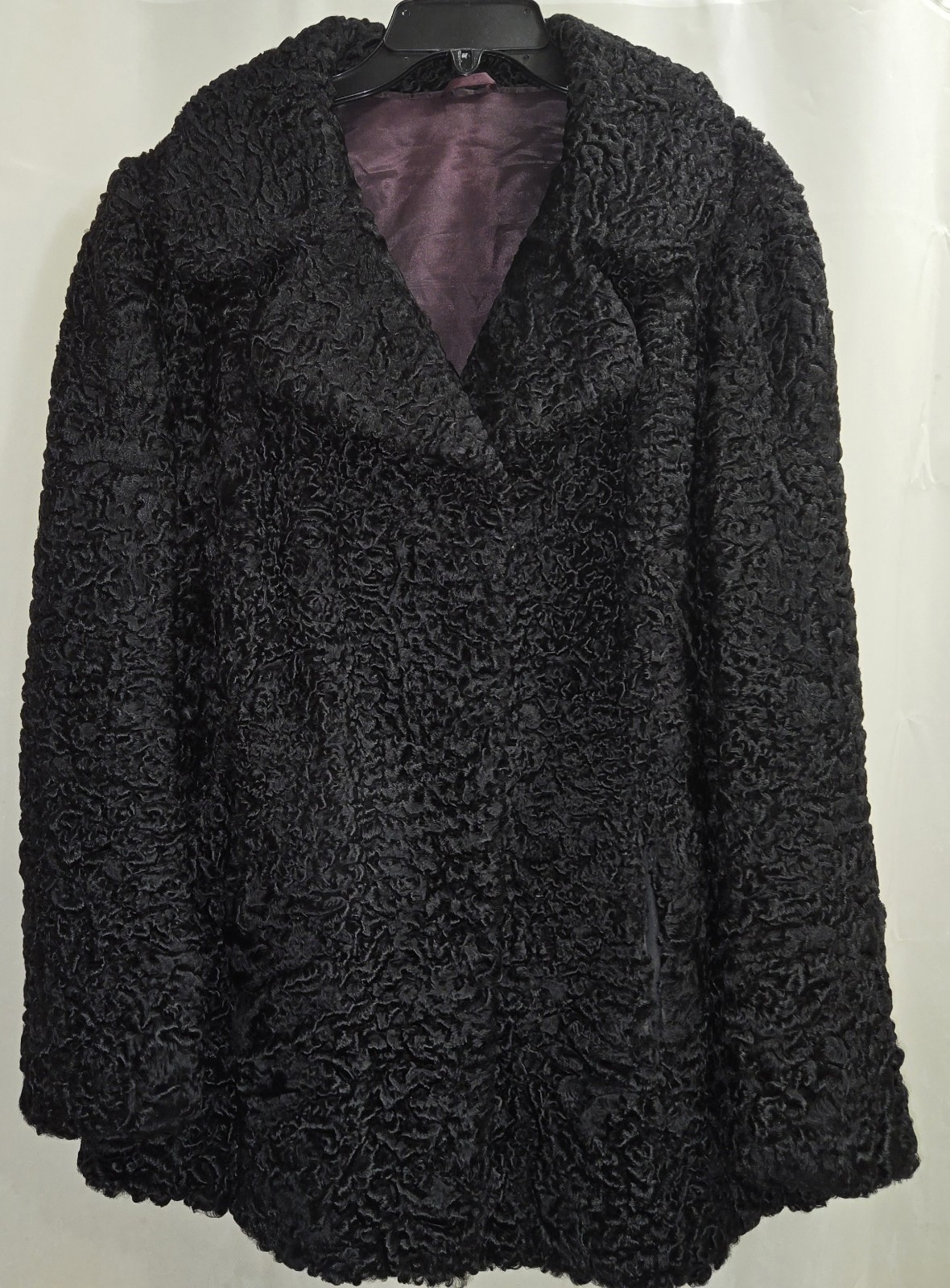 RARE Vintage Women’s Ukhara Karakul USSR Black Persian Lamb Fur Coat Small