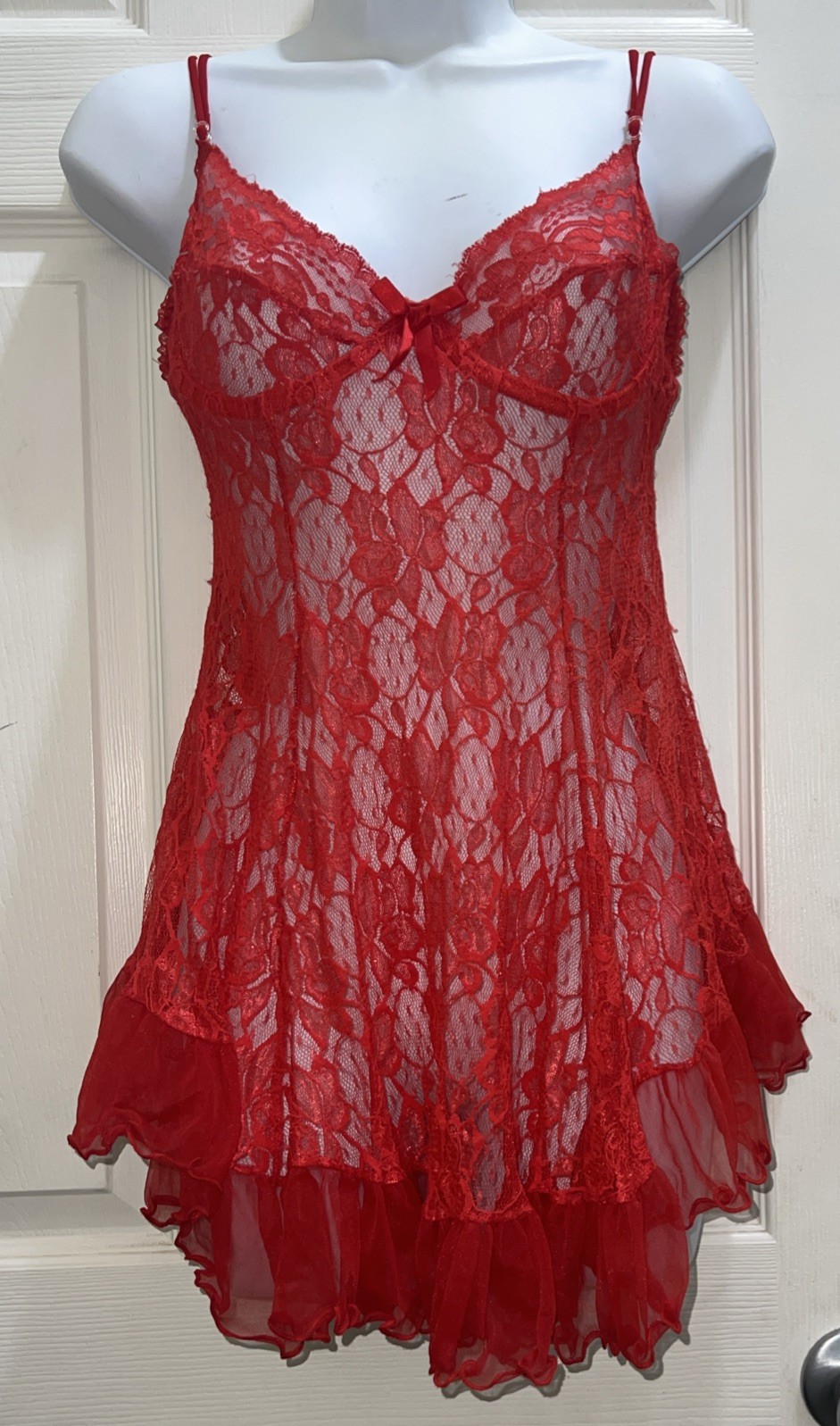 Vintage Escante lace babydoll dress with ruffles#3089