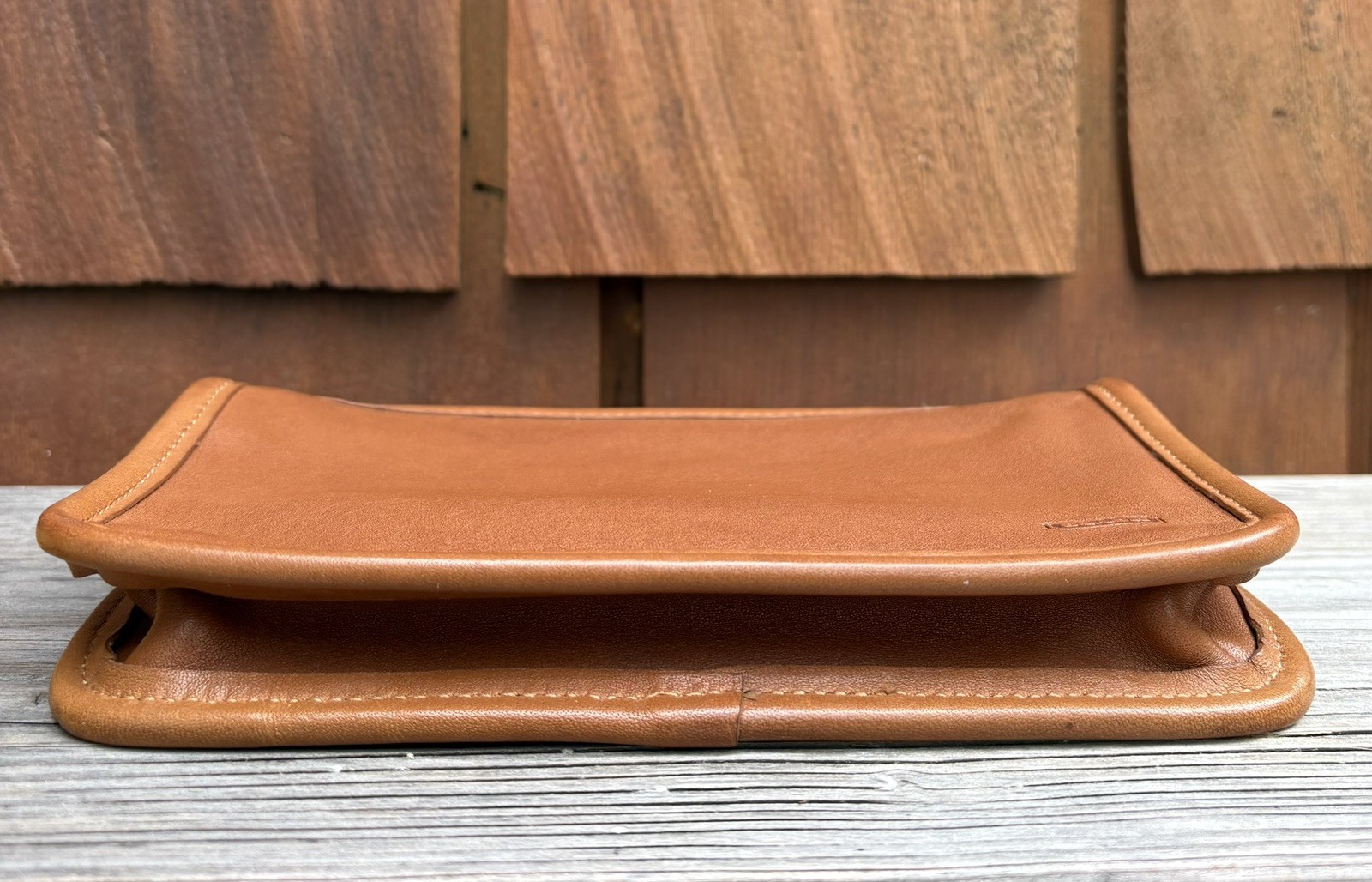 One of a kind Upcrafted Vintage COACH Chunky cosmetic Crossbody Case British tan