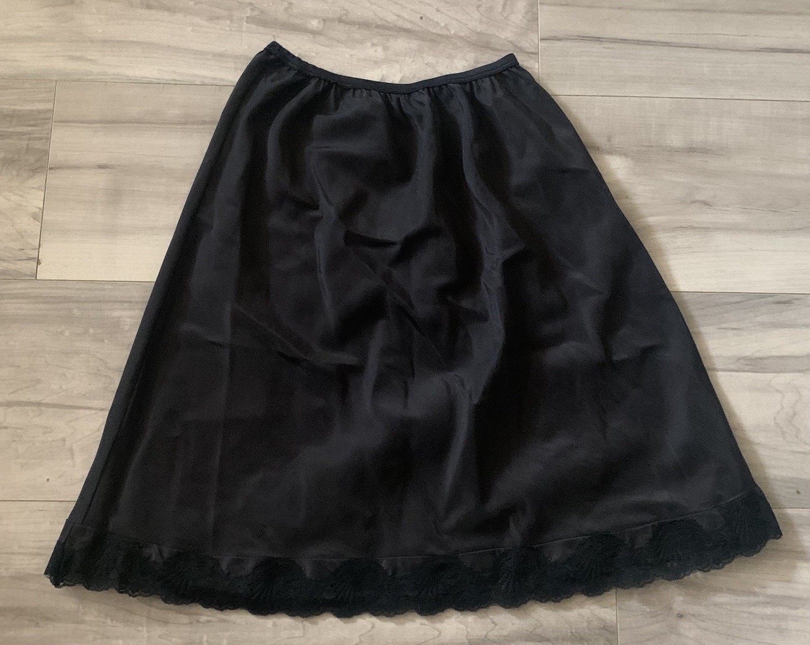 Vintage Lady Lynne Black Mixed Blend Half Slip Lingerie Womens Small