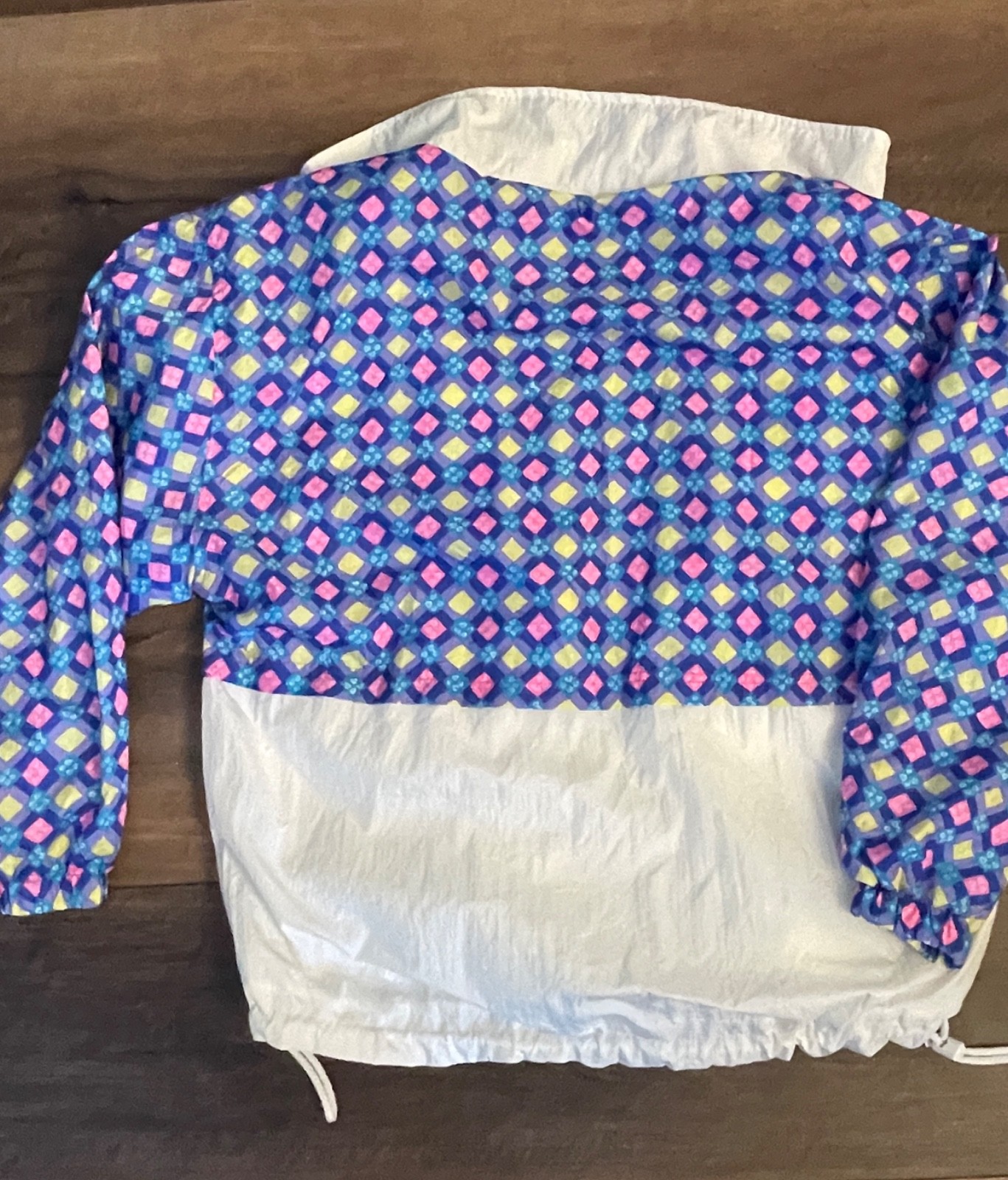 Vtg 80’s Pro-Spirit Windbreaker Neon Bold Geometric Jacket Front Zip Drawcords