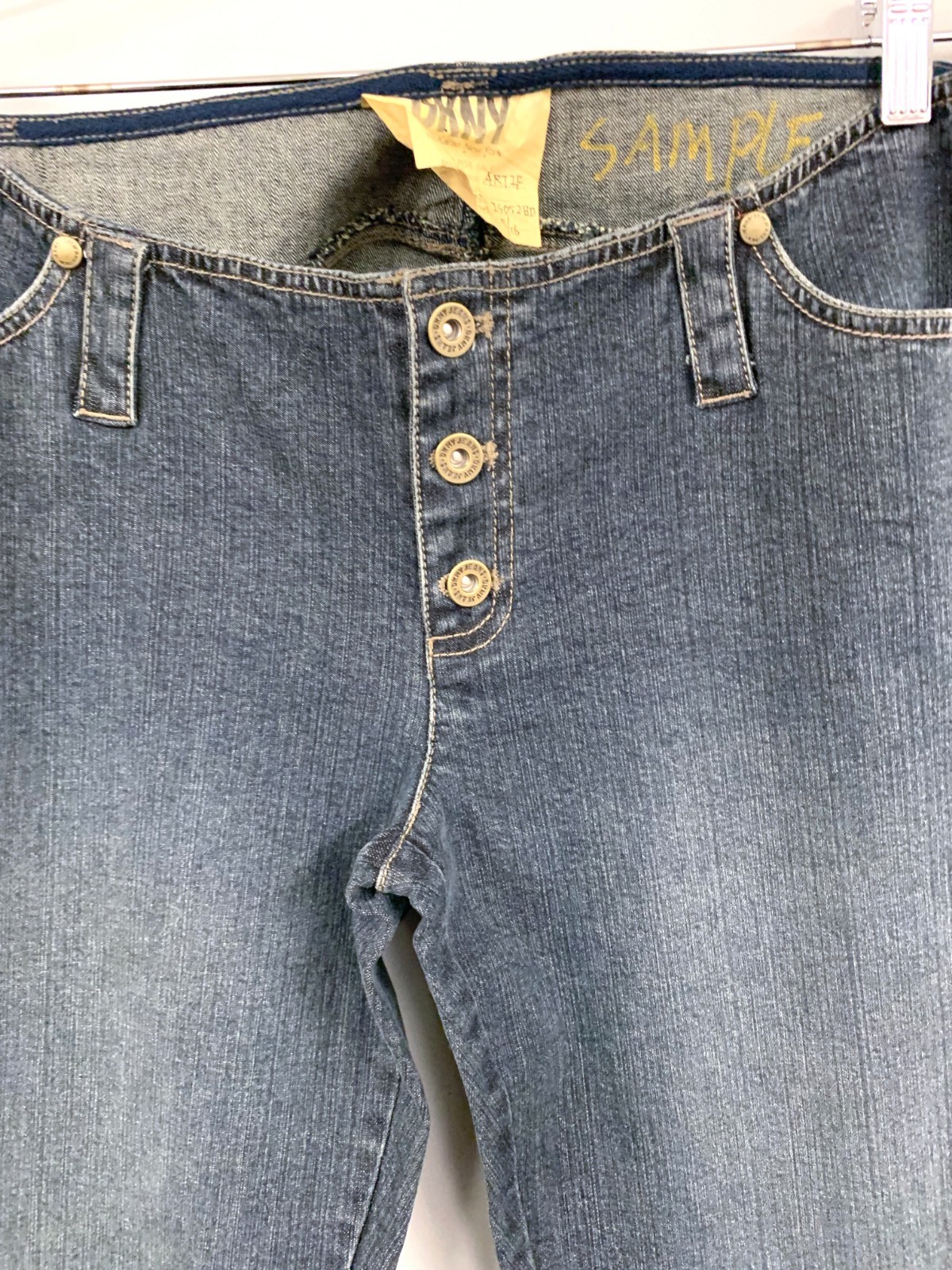 NWOT DKNY Jeans 2003 Denim Sample Button Fly Zip Hem 32×35 RARE