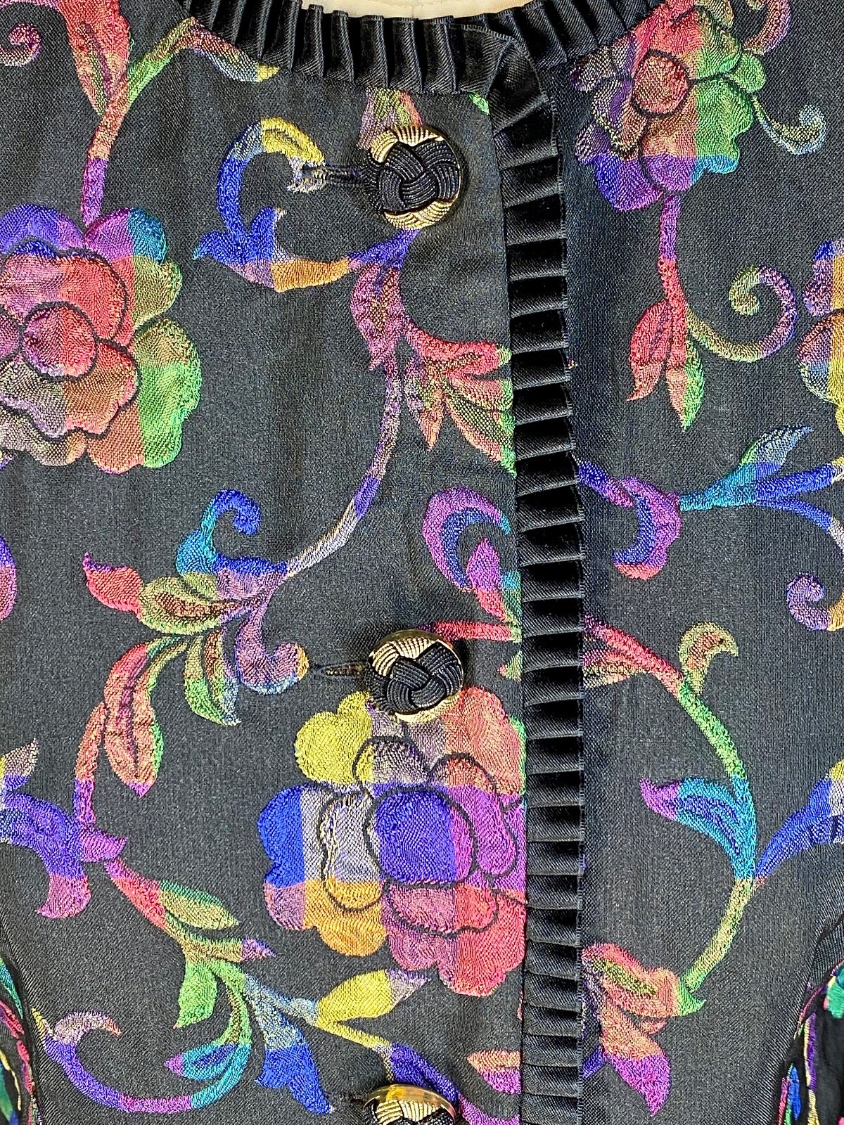 Vintage 1980’s-1990’s rainbow-check-floral print waspy preppy jacket DON CASTER