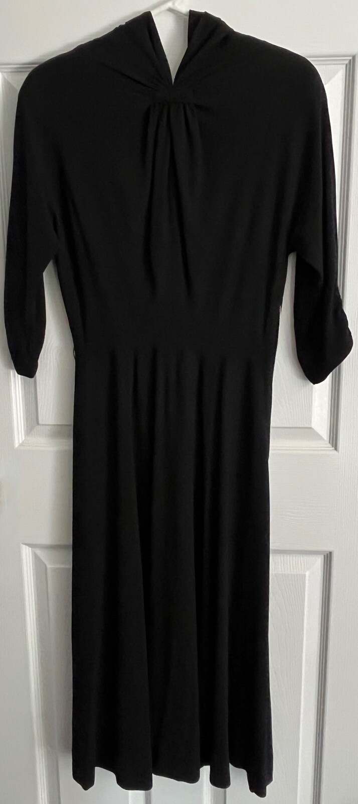 Elegant Vintage Paul Sachs Original Black Crepe Dress 1940s 1950s MCM LBD Small