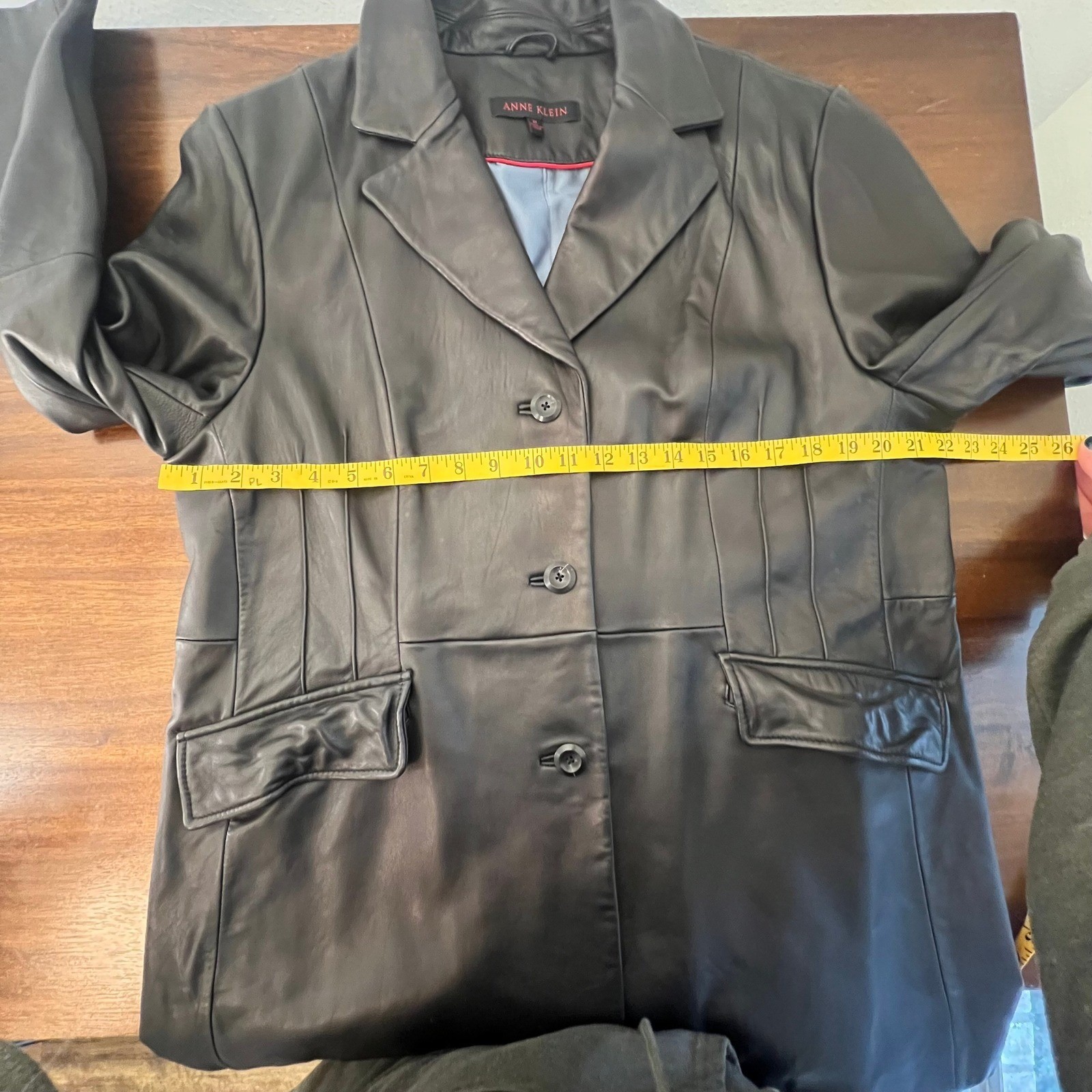Vintage Lamb Leather Jacket Womens XL Ann Klein Black Old Money Luxury Classic