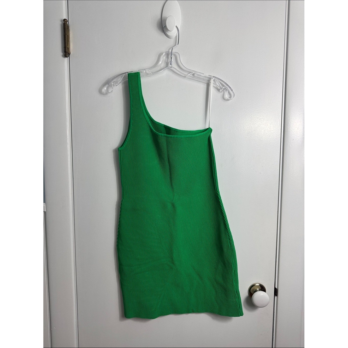 NWOT Aritzia Babaton Sculpt Knit One-Shoulder Dress Green Size Large