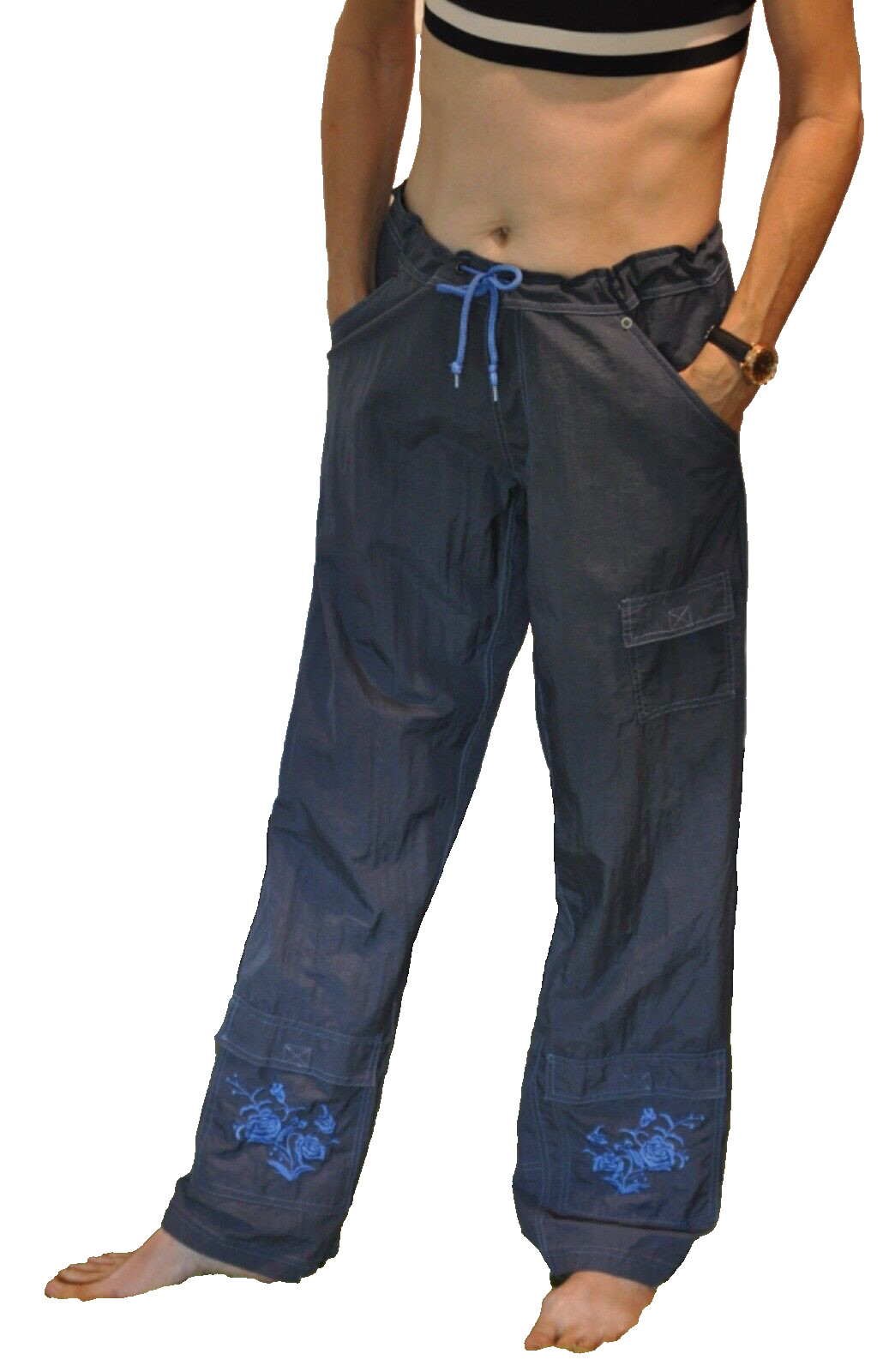 In Charge Vintage 90’s Oversized Pants XS Raver Festival Embroidered Floral