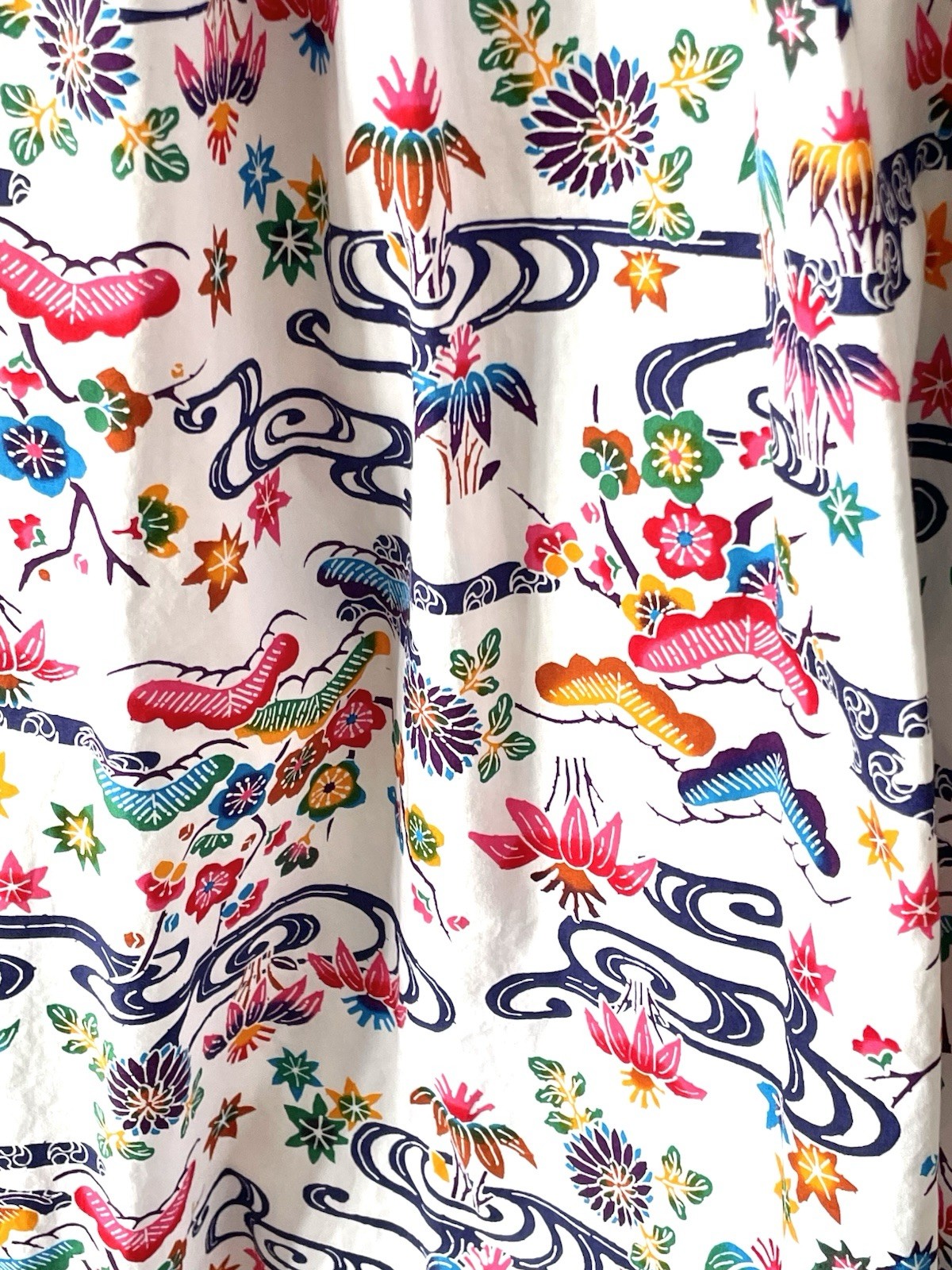 Vintage Japanese Cotton Handmade Cotton Watercolor Floral Summer Maxi Dress S