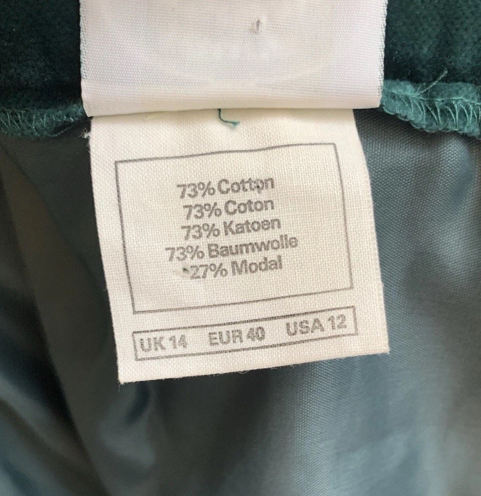 Vintage 1980s/90s Laura Ashley Deep Green Velvet Skirt (Pockets, Lined) Size 12