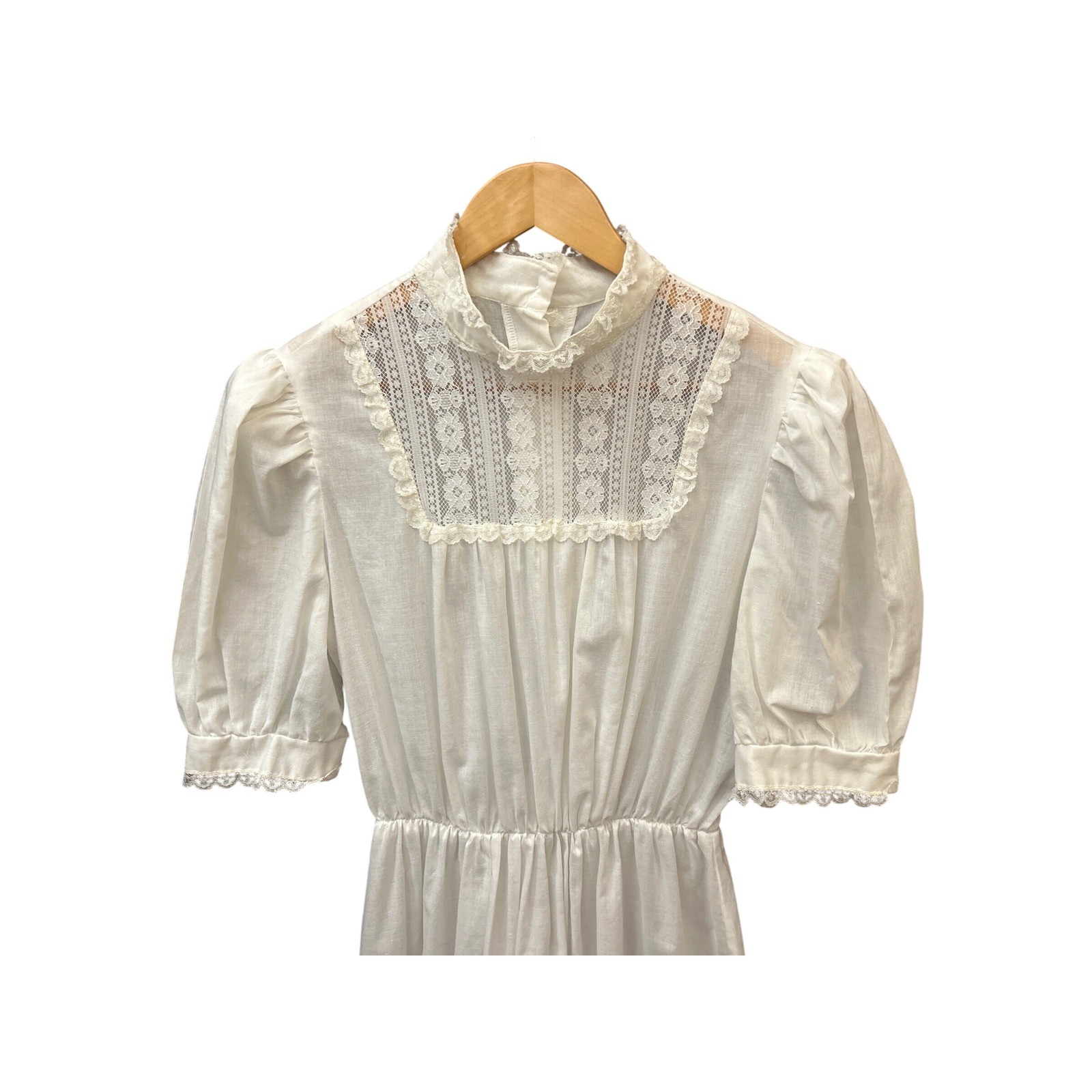 Vintage White Prairie Dress Cottagecore Victorian Romantic Lace Yoke Romantic