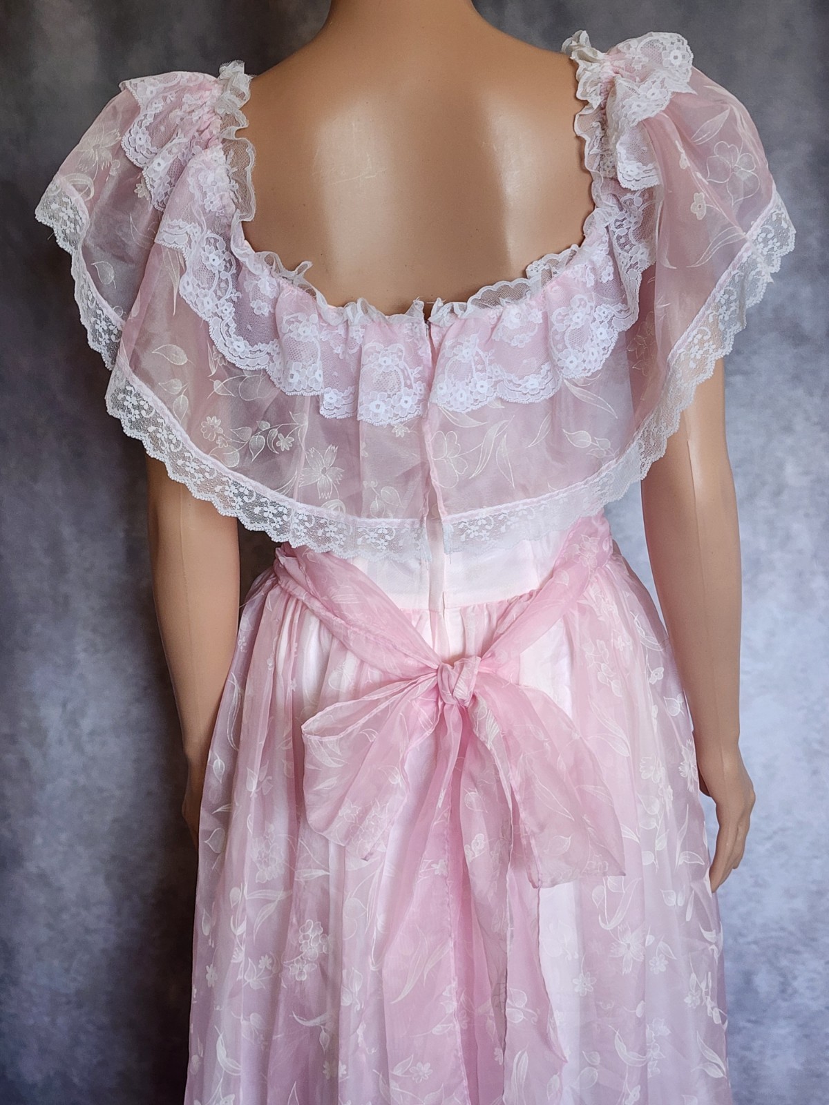 Vtg 80s Gunne Sax Jessica McClintock Lace Corset Prairie Maxi Cottagecore Small