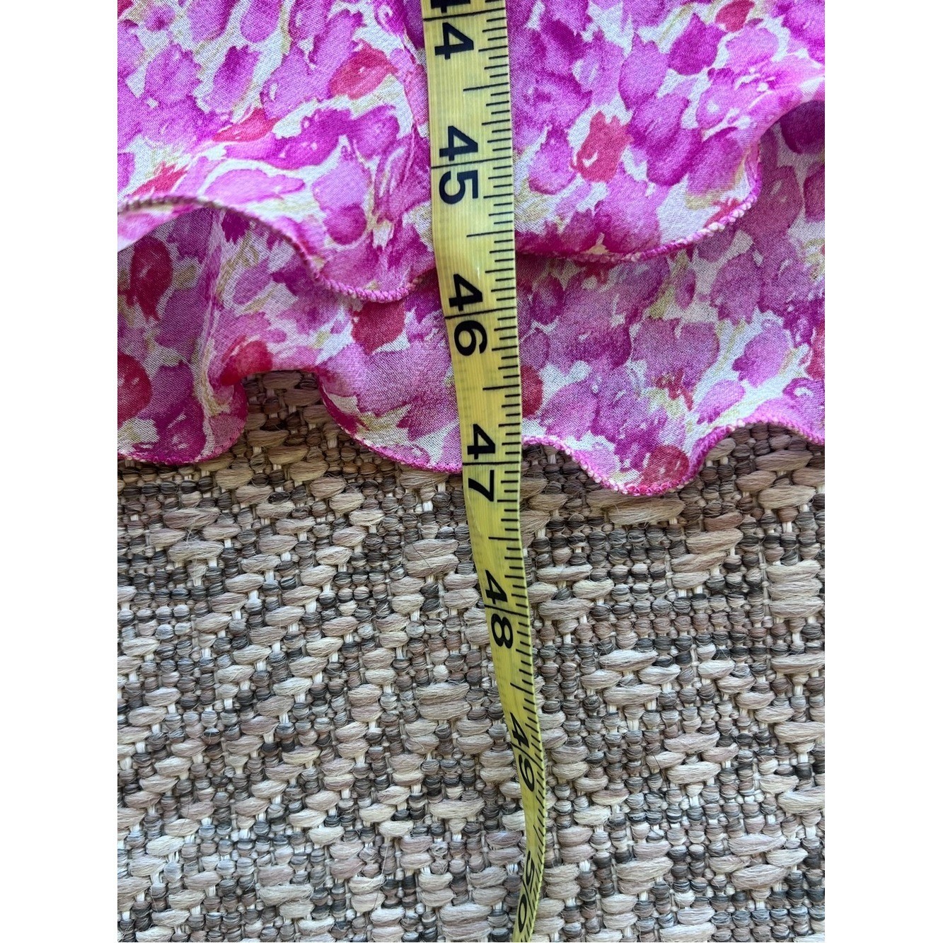 Vintage Ann Taylor 100% Silk Floral Midi Dress Pink Purple Tiered Slip Dress Siz