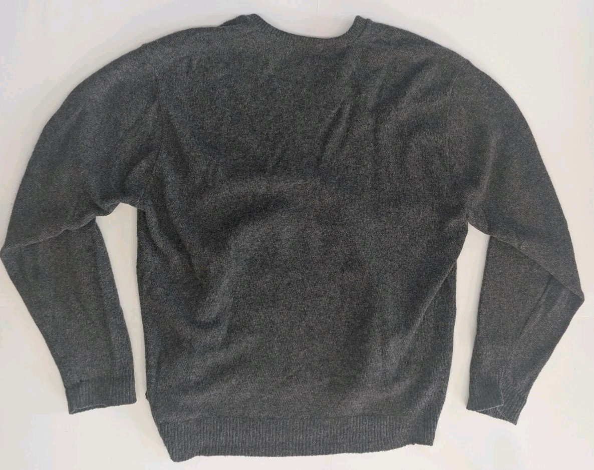 Vintage 1950s Welgrume V-neck XL Lambs Wool Sweater USA Sportswear Grey Made USA