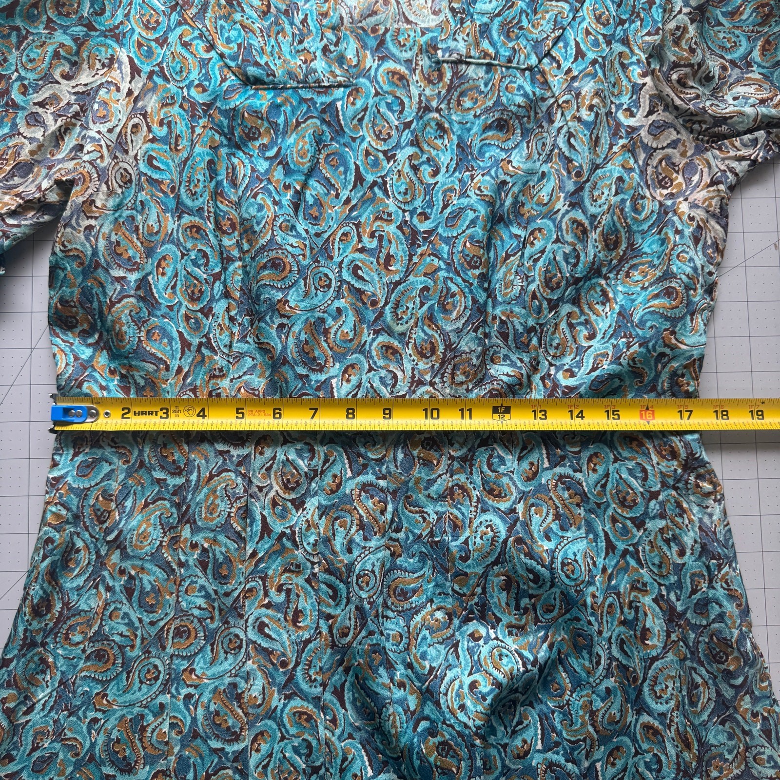 Vintage 1940s Clayton New York Rayon Print Dress Metal Zip Day Dress Swirl Print