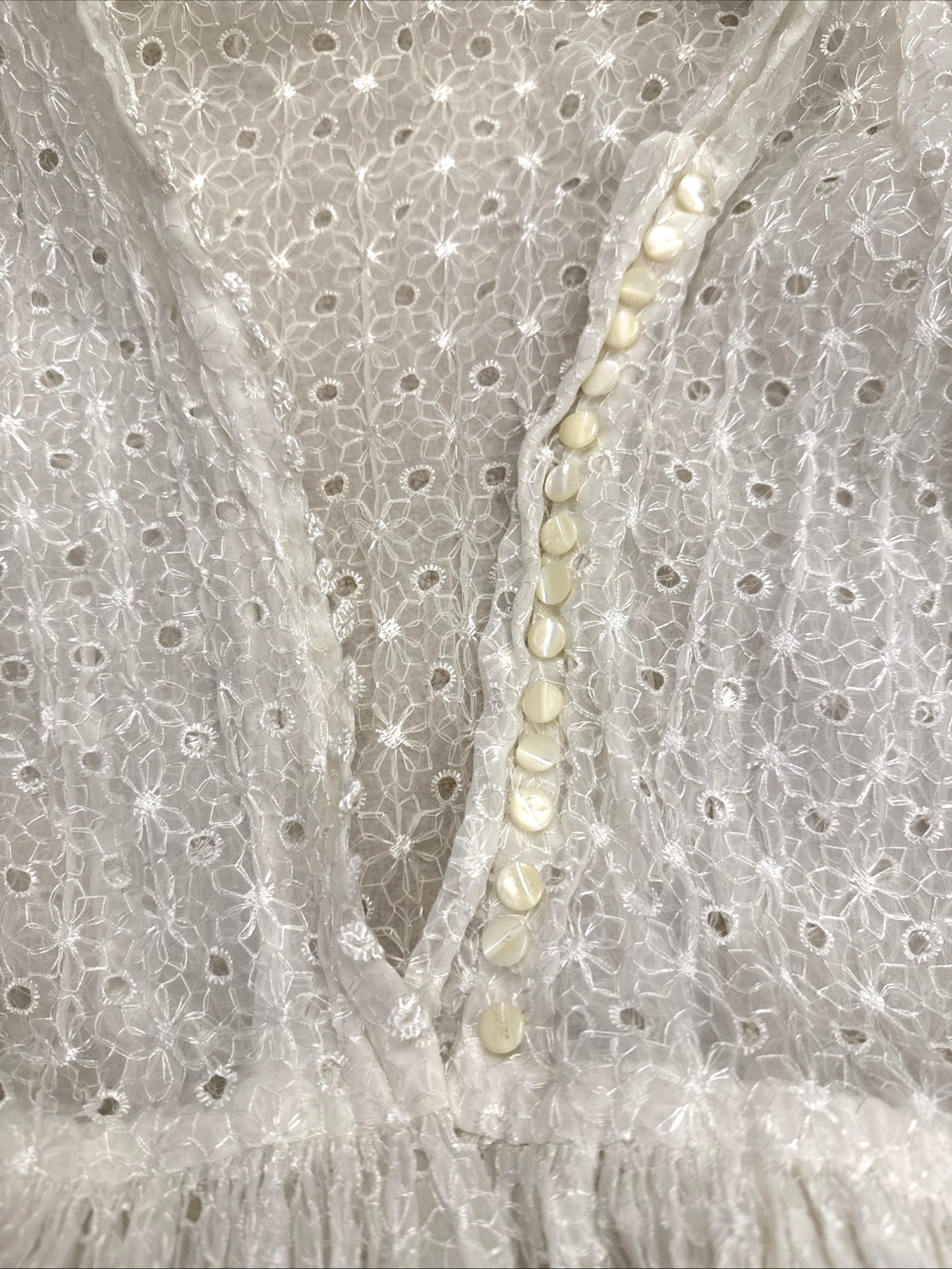 vintage 50s 1950s sheer overlay shirt dress eyelet button up peter pan collar
