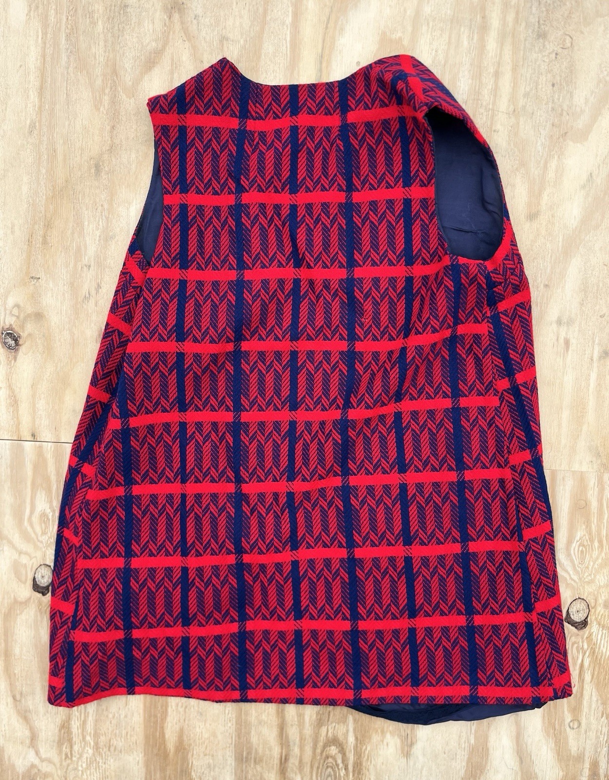 Vintage 60s 70s Vest Dress Top Hippy Boho Twill Knit Mod GoGo Disco Psychedelic