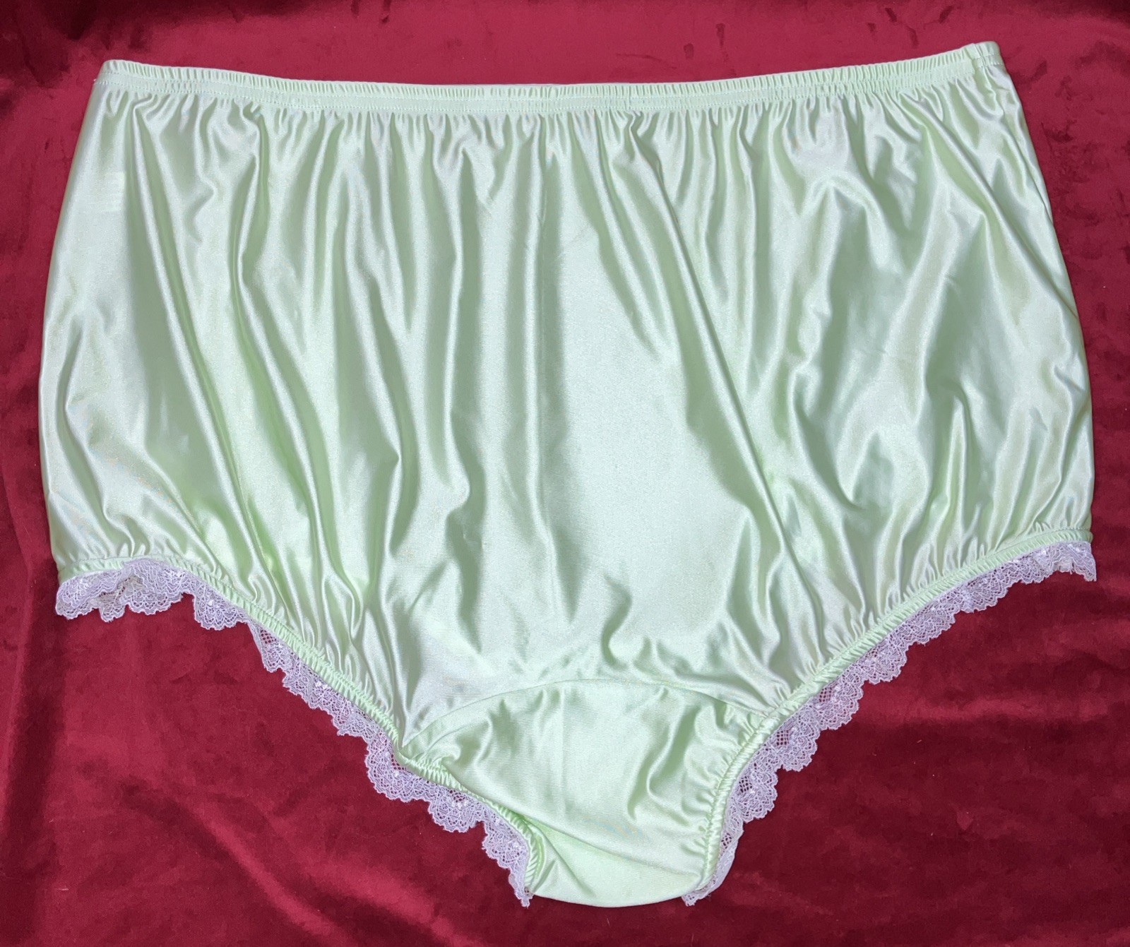 NIP 2X 3X Can-Can Granny Panty Silky Nylon Satin Lace Brief Sissy Vintage styl