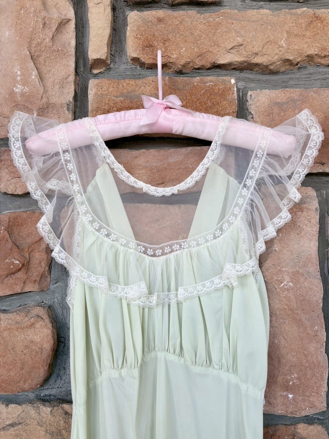 Vintage1950s Dora Gottieb Dupont Nylon Lace Sheer Lingerie Slip Dress