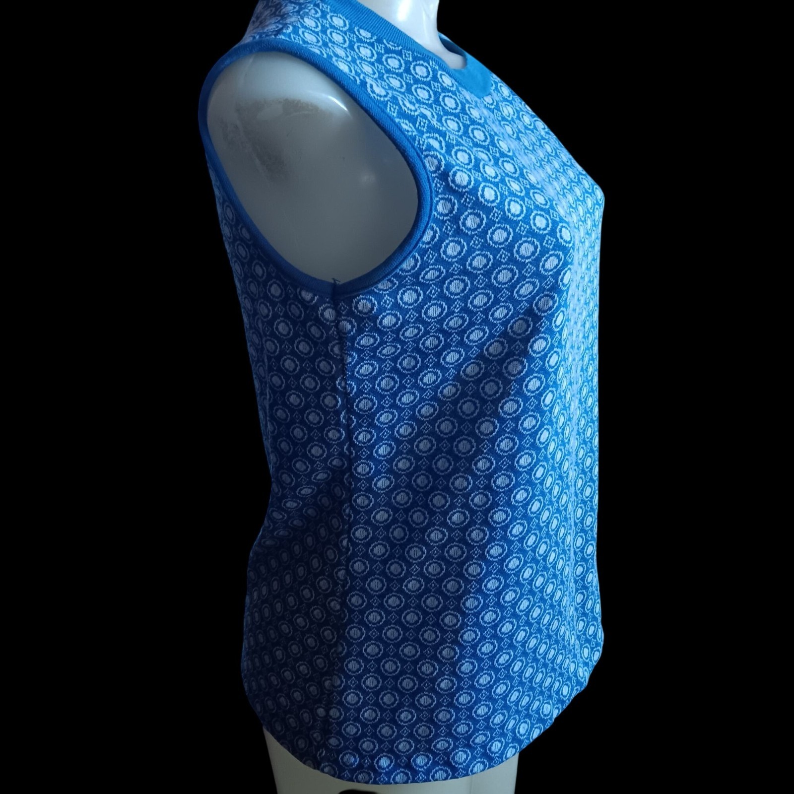 Vintage Women’s Medium T-shirt Single Stitch Knit 70’s Geometric Sleeveless Mod