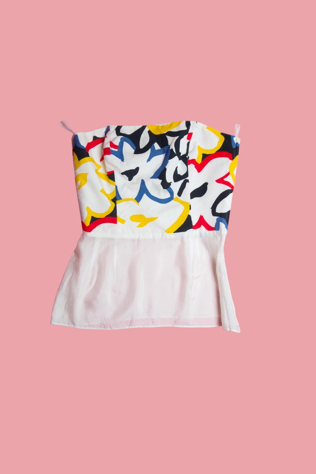1980s GUY LAROCHE ENSEMBLE. Abstract Floral Print Two Piece Set. Extra Small