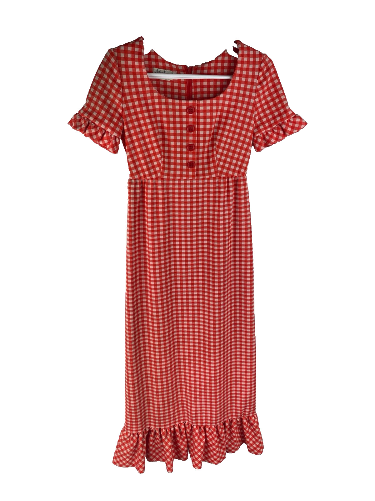 50s 60s Arthur Norgaard Dress (Fits S) Gingham Midi Shirtdress Granny Vtg