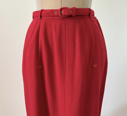 Vintage 1950s Saks Fifth Avenue Cashmere Herringbone Skirt 26″ High Waist Maisel