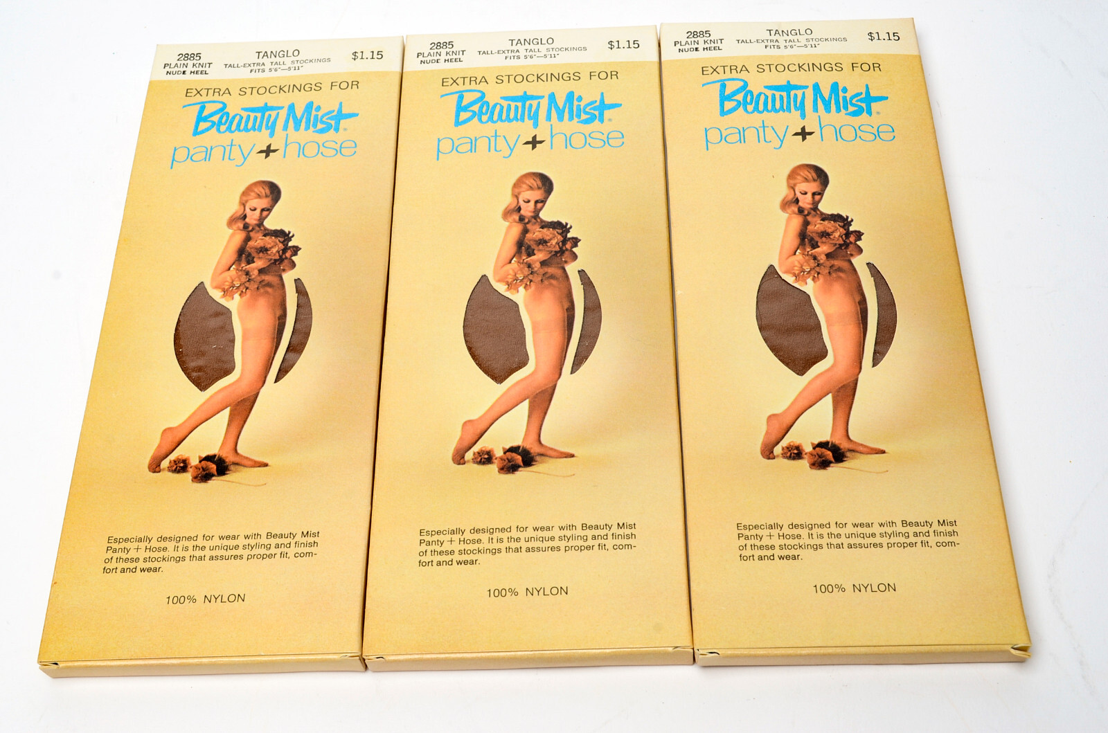 Beauty Mist Panty + Hose Tall/Extra Tall Stockings only x3 2885 Tanglo NEW VTG