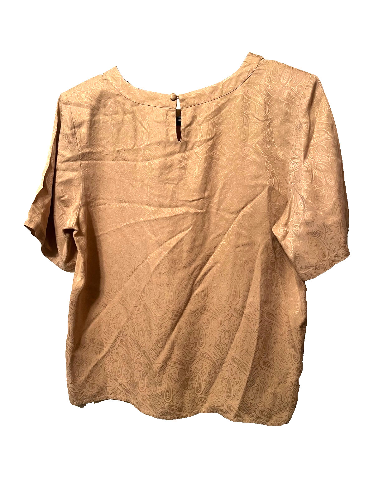 VINTAGE 90s SILK LAND GOLD PAISLEY 100% SILK BLOUSE SHIRT TOP WOMEN’S MEDIUM