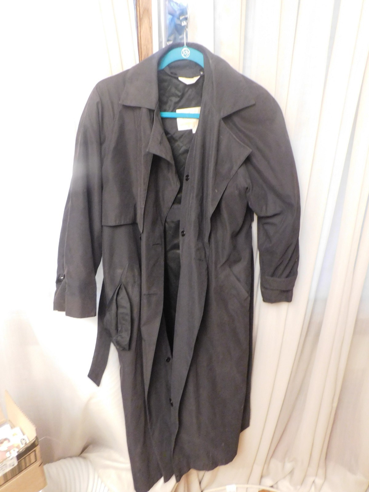 Vintage 1980’s Ladies Size 10 New York Harbor Raincoat Black Overcoat Trenchcoat
