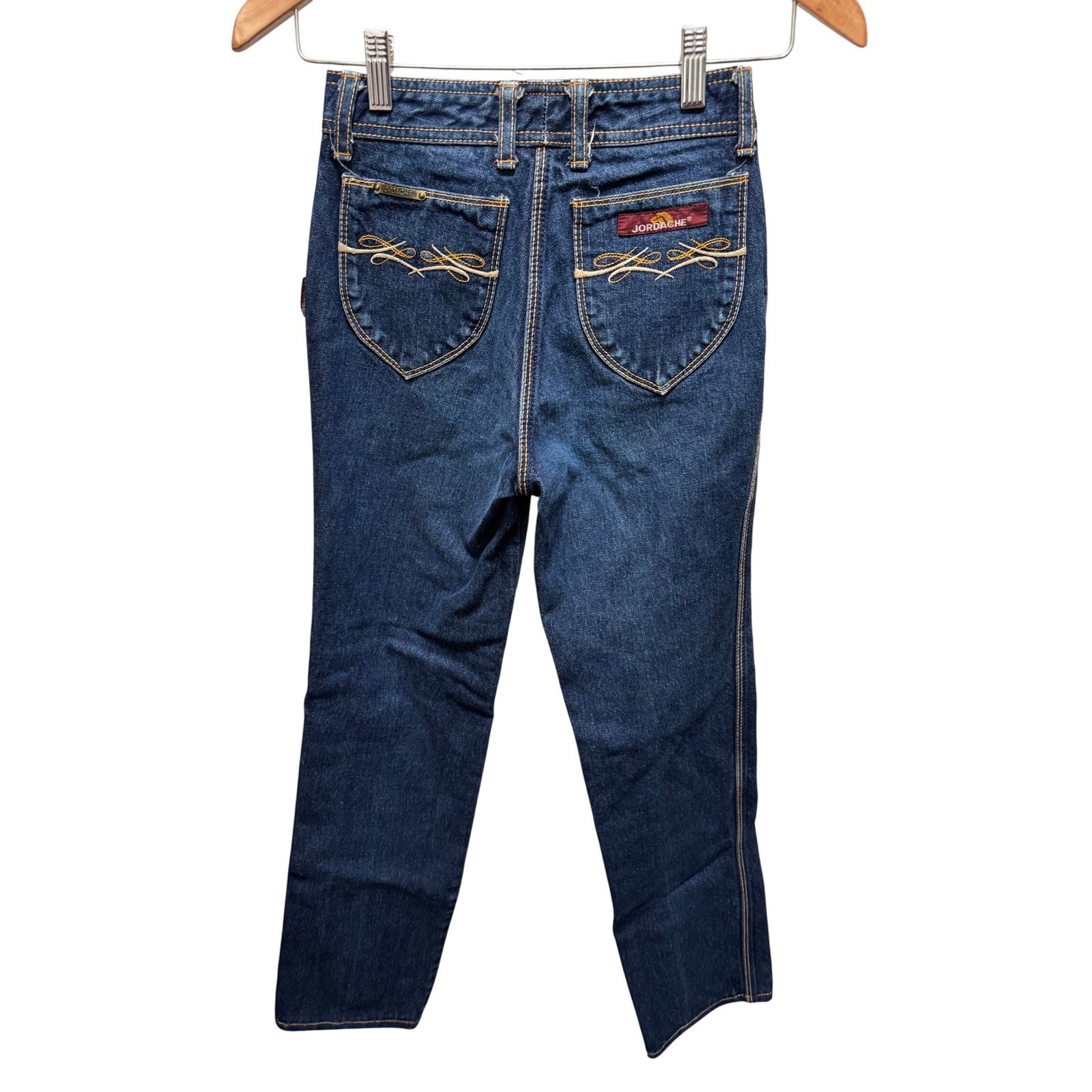Jordache Jeans Womens 27 Blue Vintage High Rise Heart Pocket Straight Leg Denim