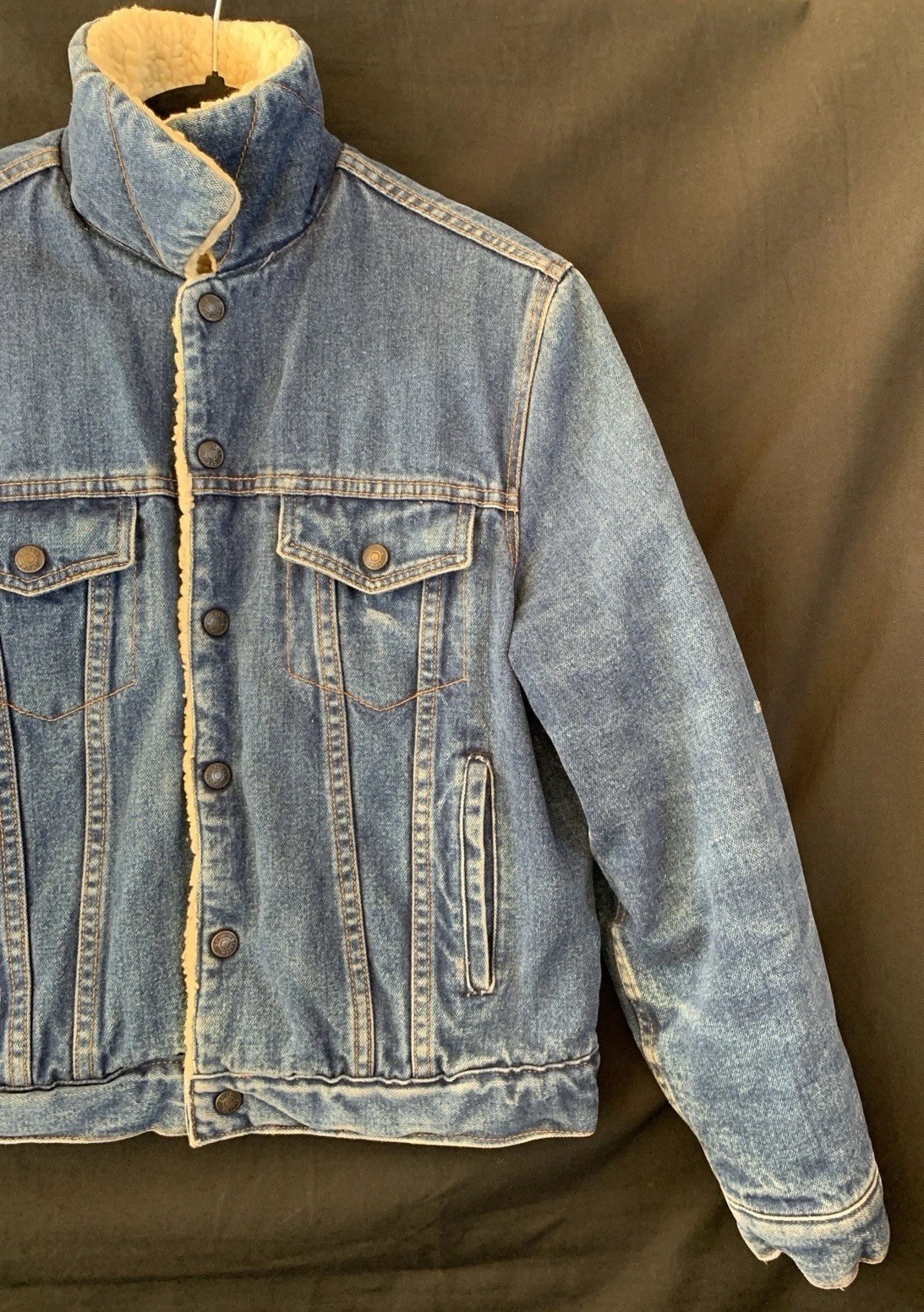 Vintage 1970s Silver Spur Western Wear Faux Sherpa Lined Denim Jacket – M