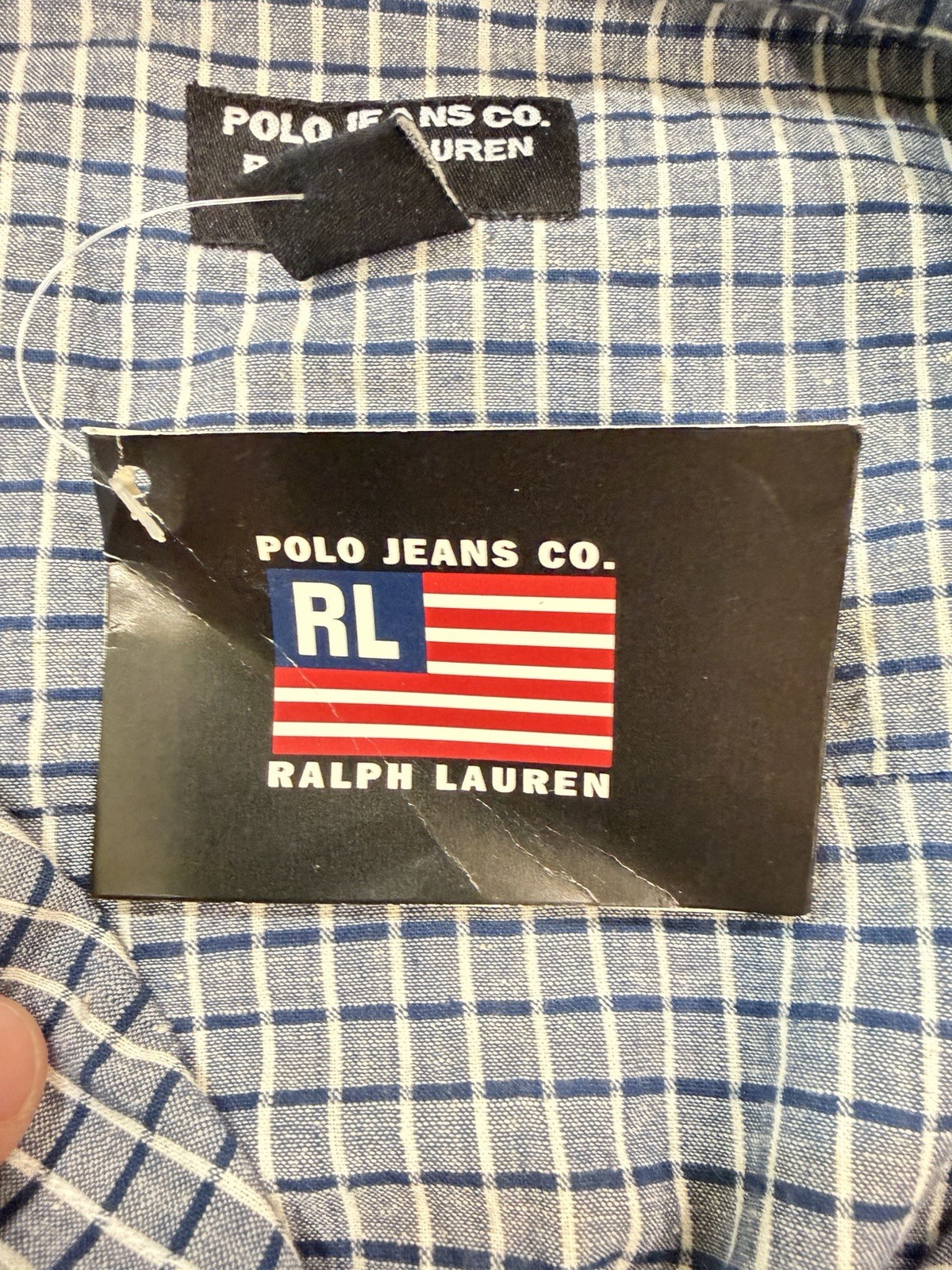 Ralph Lauren Vintage Collared Sleeveless Button Closure Blue/White Checker Sz XL