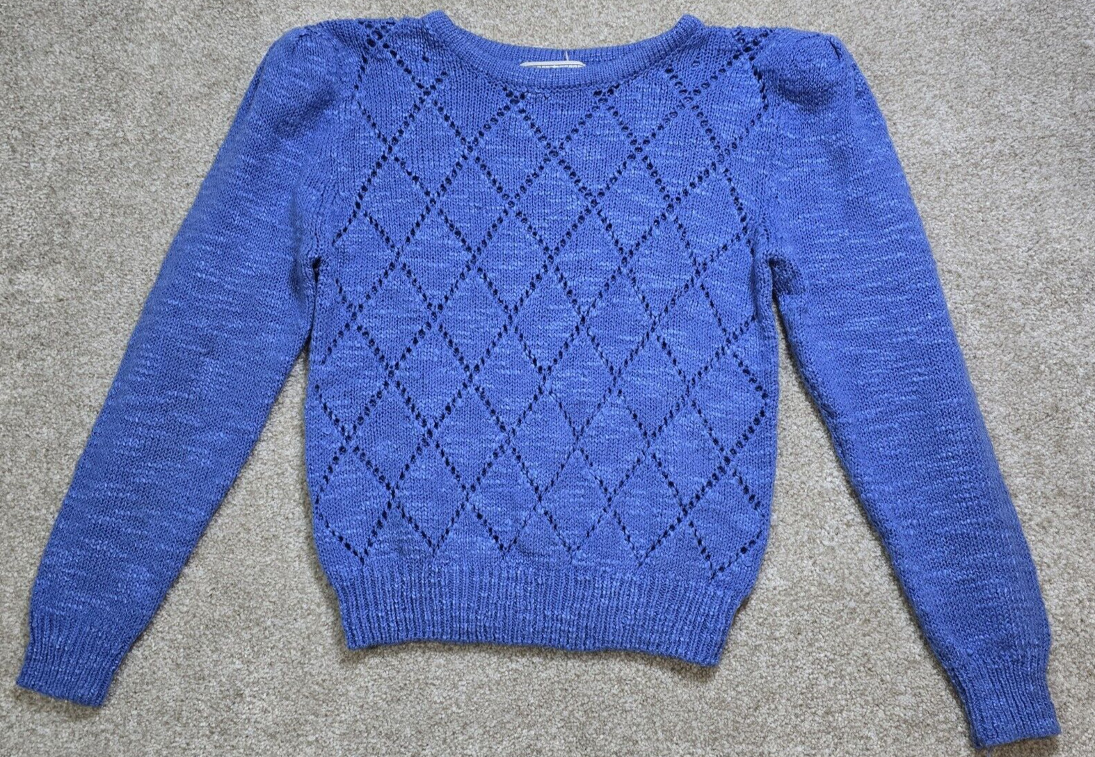 Spice of Life Vintage Blue Diamond Knit Sweater Long Sleeve Pullover Women’s M