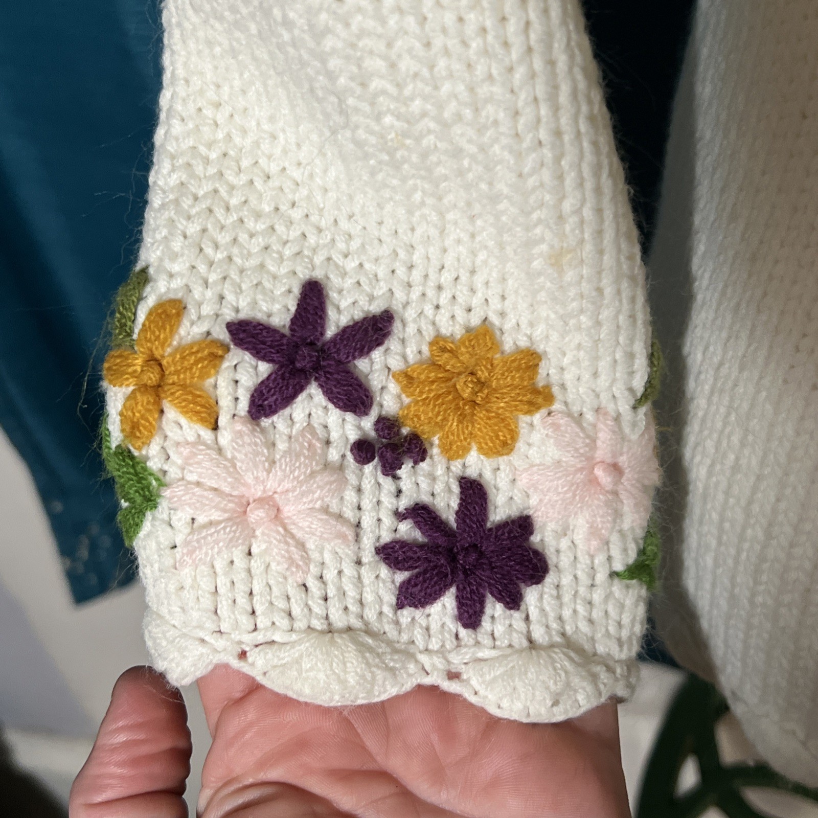 Vintage Embroidered Cardigan Sweater Floral. PLEASE READ DESCRIPTION. Needs TLC