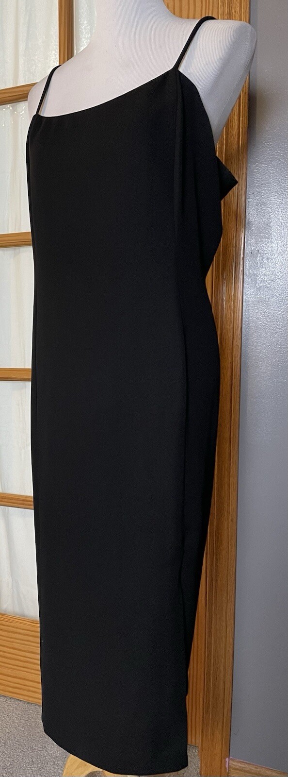 70s Formal Slip Midi Dress 2XL Black Eveningwear Whimsigoth Minimalist Cocktail