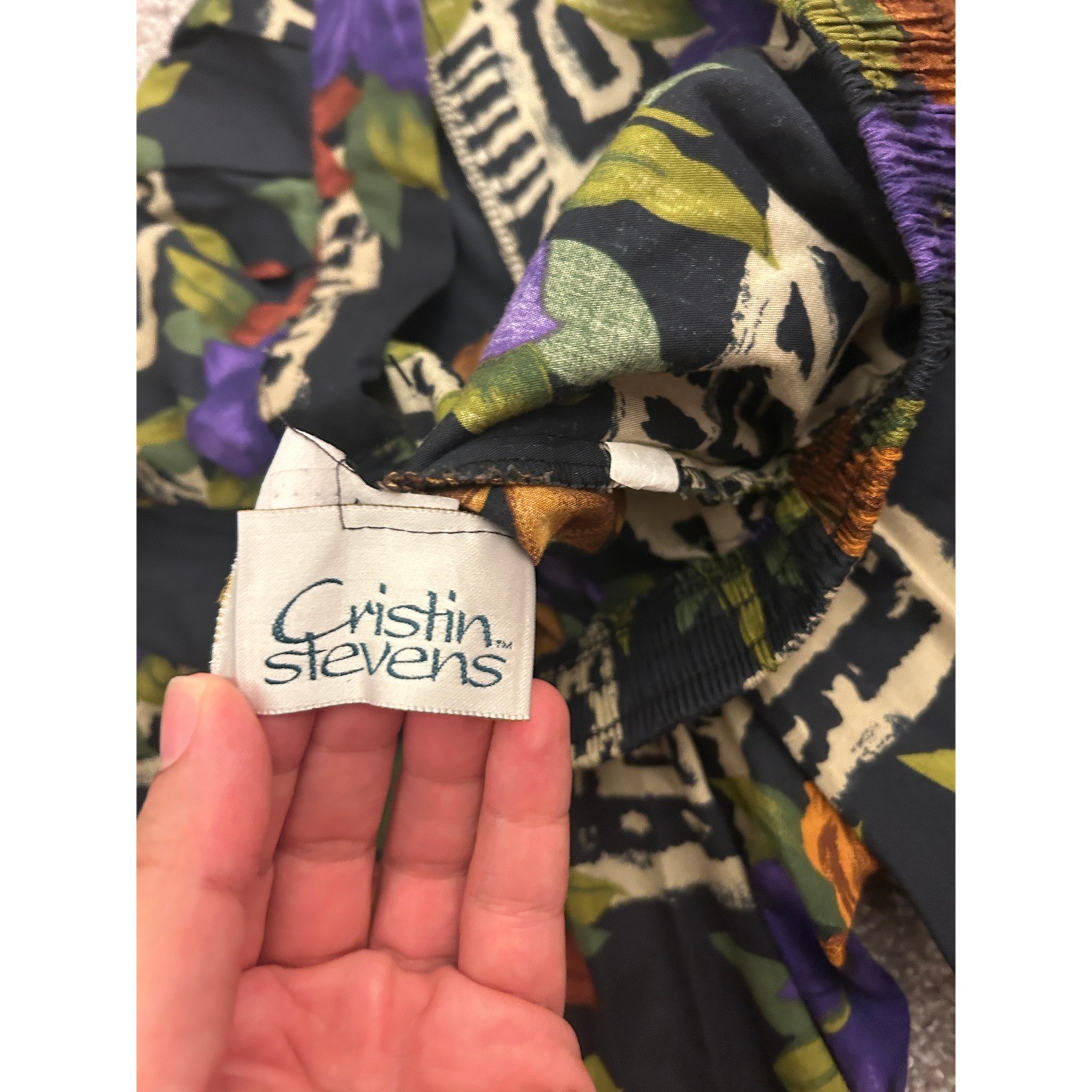 Cristin Stevens Shorts Womens Large Black Floral Vintage 90s Tropical Excellent