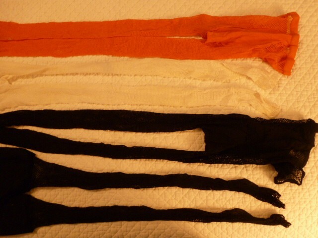 Vintage lot of 4 pair Fishnet Tights Orange White Black Ladies Petite 5’ – 5’ 3”