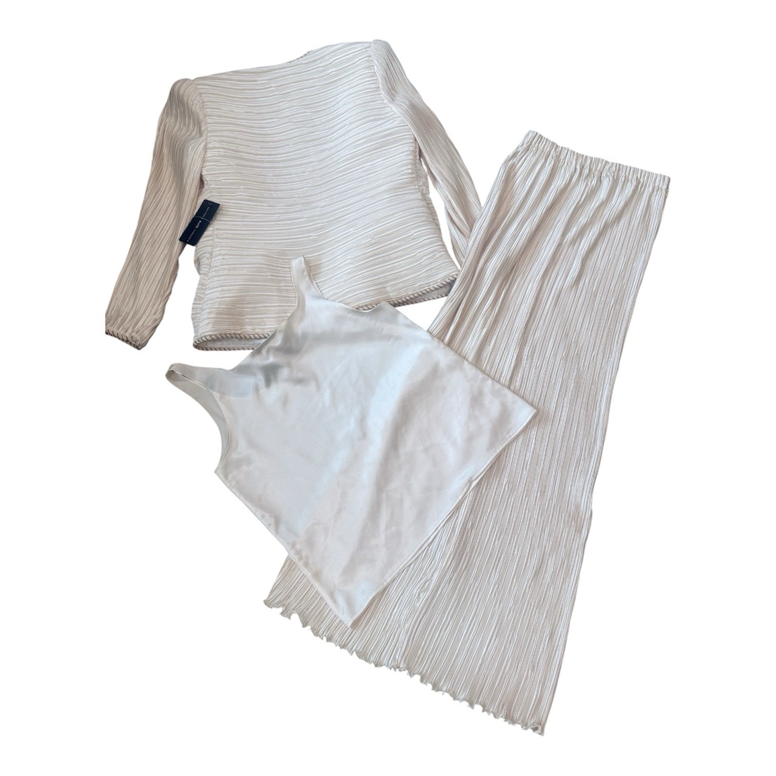 Vintage New George F. Couture NY Off White SZ 8 3 Piece Jacket Top Skirt As Is