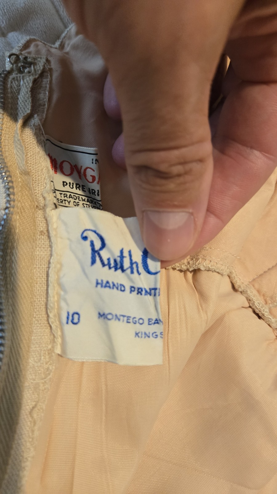 Ruth Clarage Vintage Tan Linen Dress Size 10 Made In USA Long Sleeve